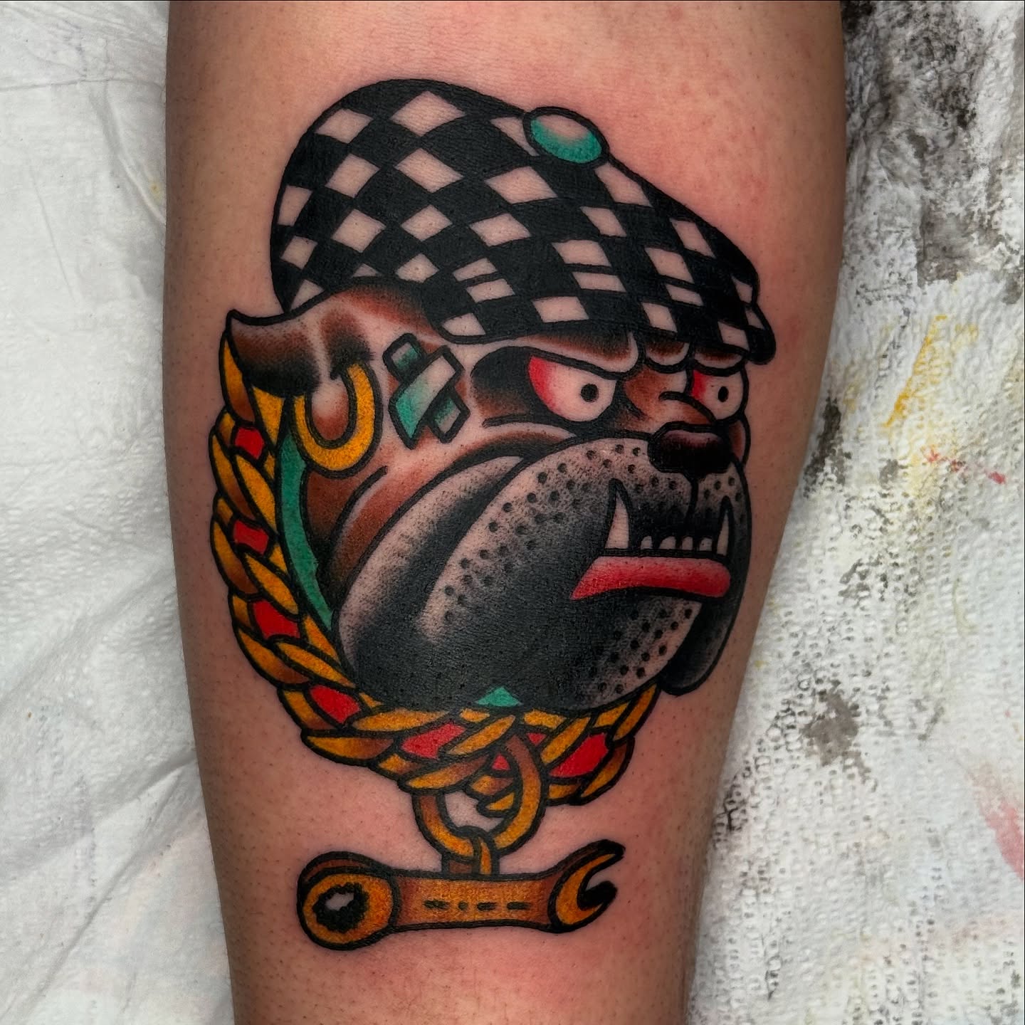 Bulldog American traditional tattoo on the forearm by ๐ฎ๐๐๐๐ ๐ญ๐๐๐๐๐