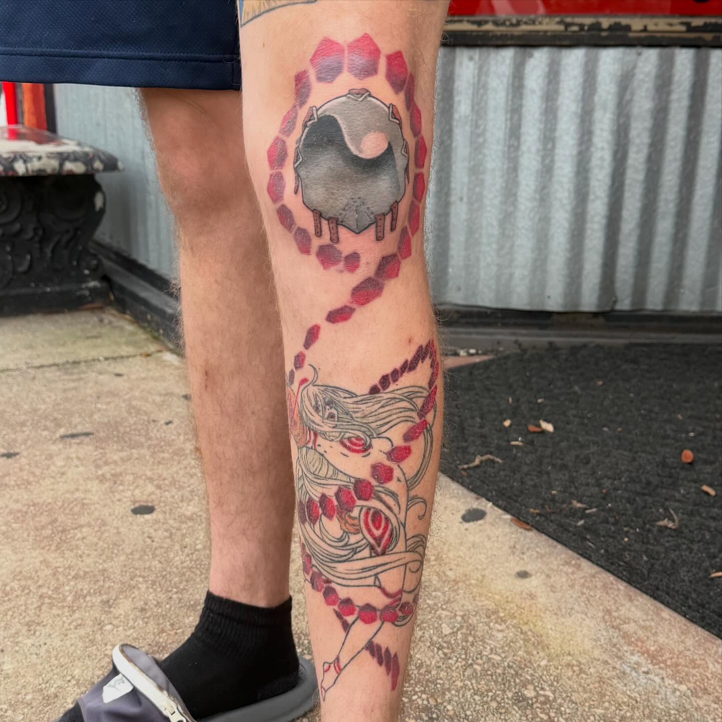 Tattoo by @sinfulwaifu — dotwork, anime