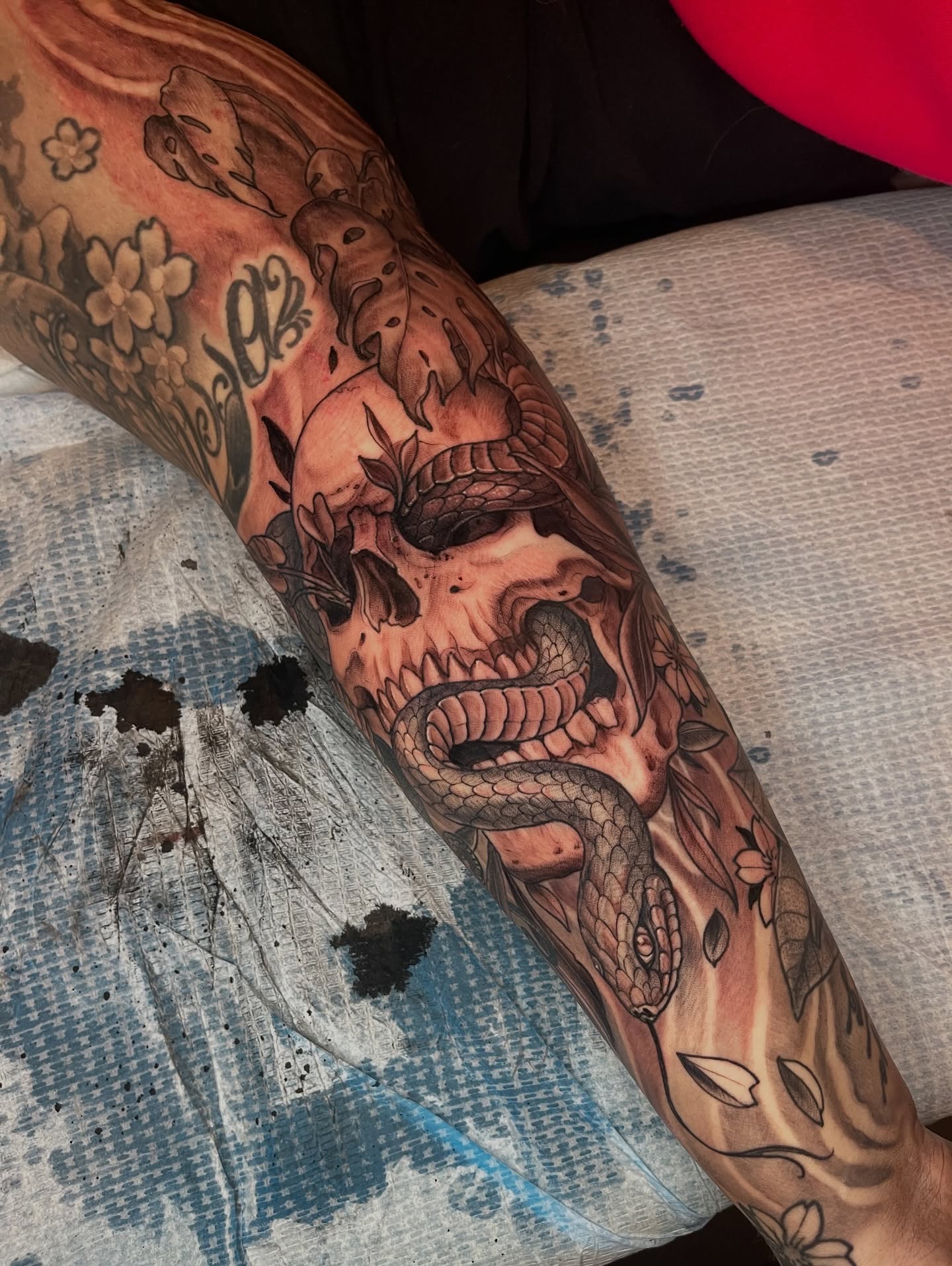Snake and skull realism tattoo on the forearm by carly g โ๏ธ ๐๐๐ค ๐ฝ๐๐๐ ๐๐ฆ
