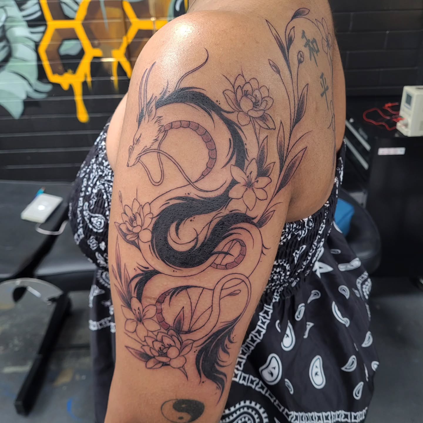 Tattoo by @lariendragon — black_and_grey, realism