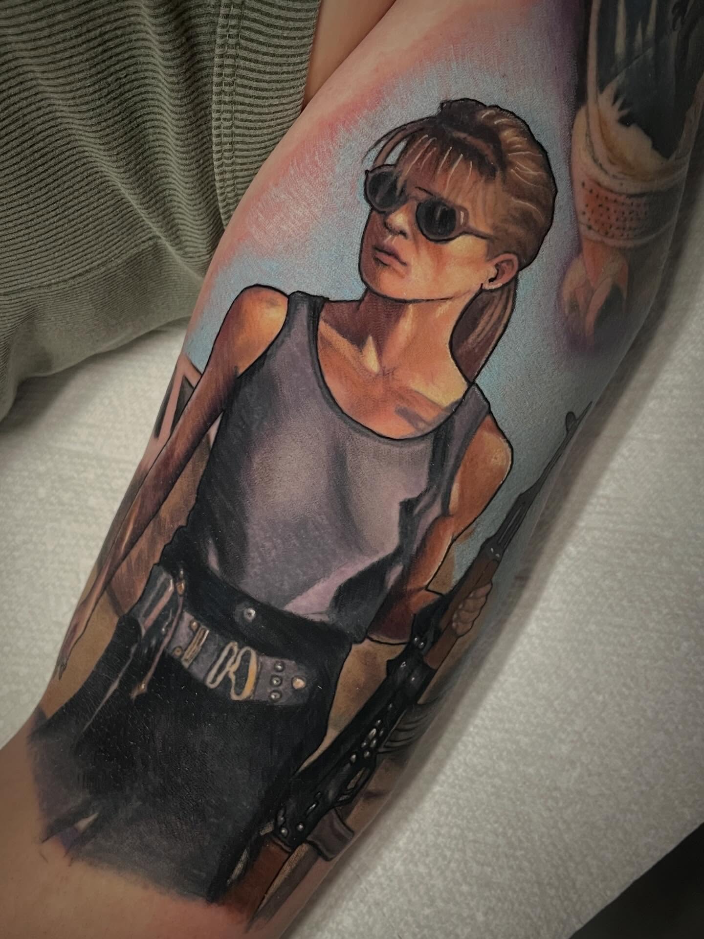 Female warrior realism tattoo on the forearm by Leah Marie, Cincinnati