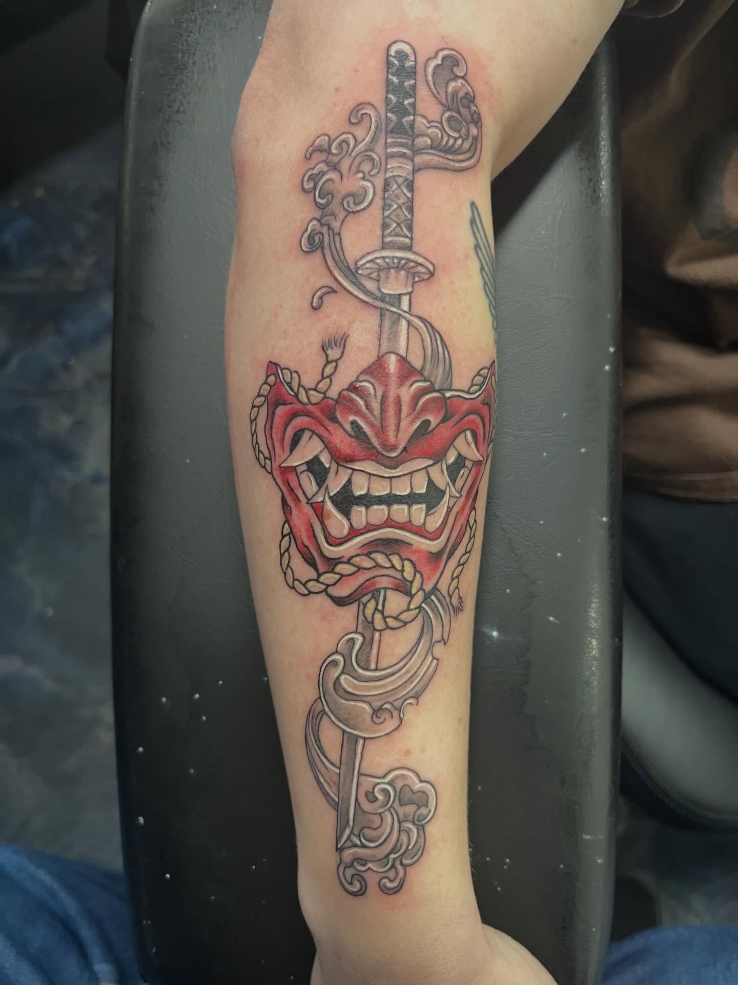 Tattoo by @necro_comicon — japanese_irezumi, dotwork