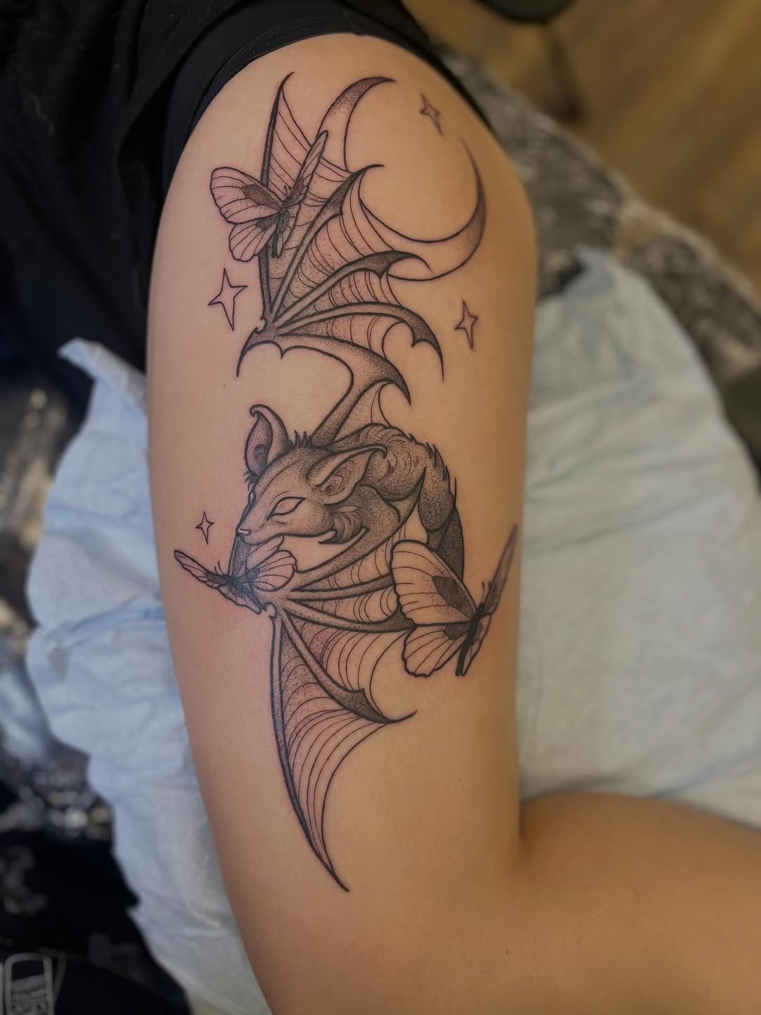 Tattoo by @lilacmourningink — black_and_grey, illustrative