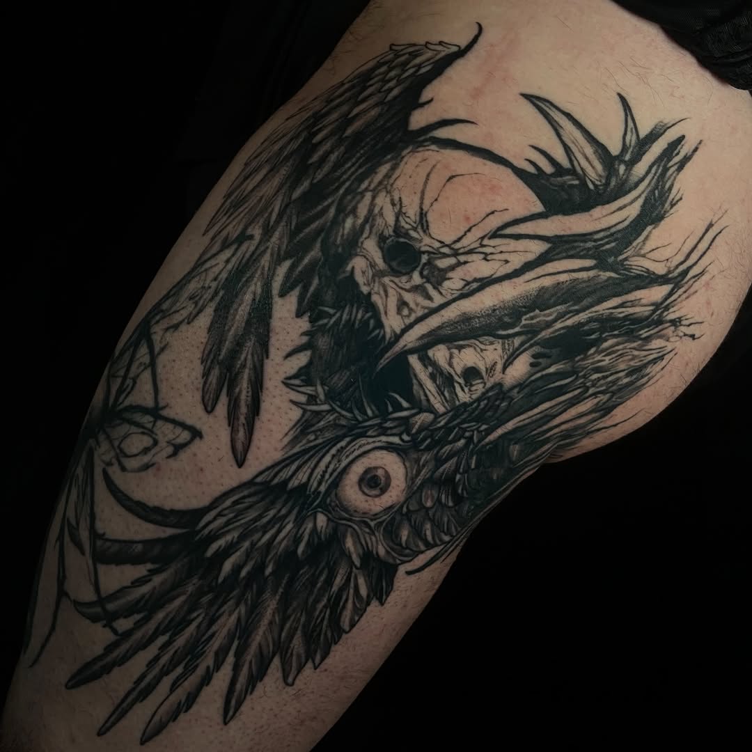 Tattoo by @baptism_black โ dark_realism, blackwork