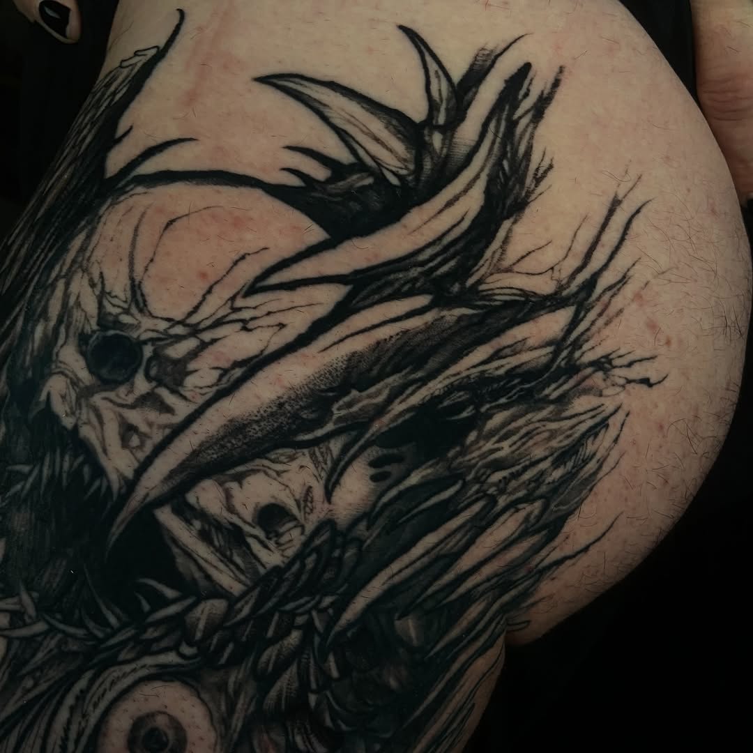 Tattoo by @baptism_black โ dark_realism, blackwork