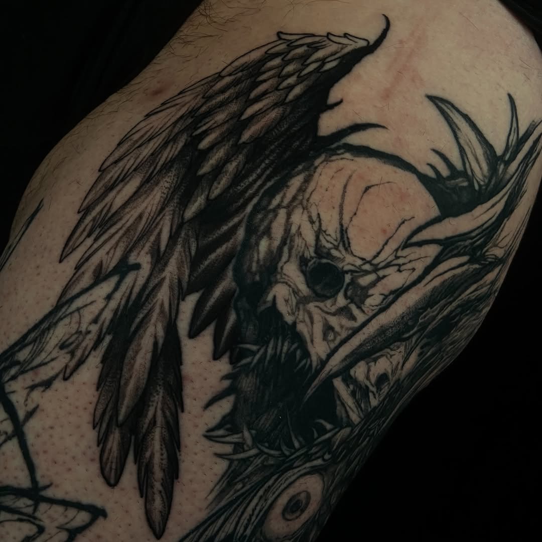 Tattoo by @baptism_black โ dark_realism, blackwork