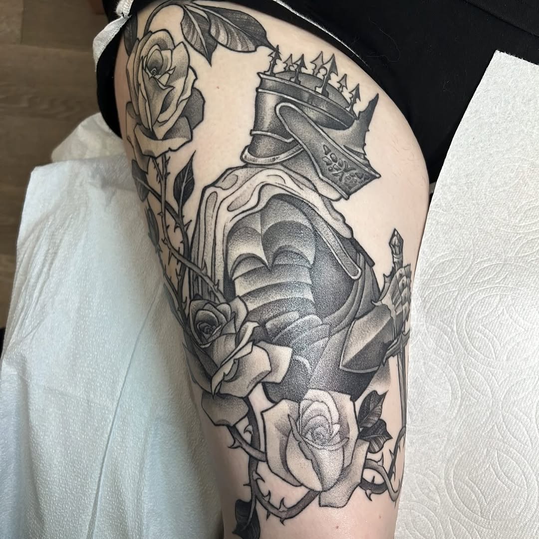 Tattoo by @deadkaylietattoo — black_and_grey, realism