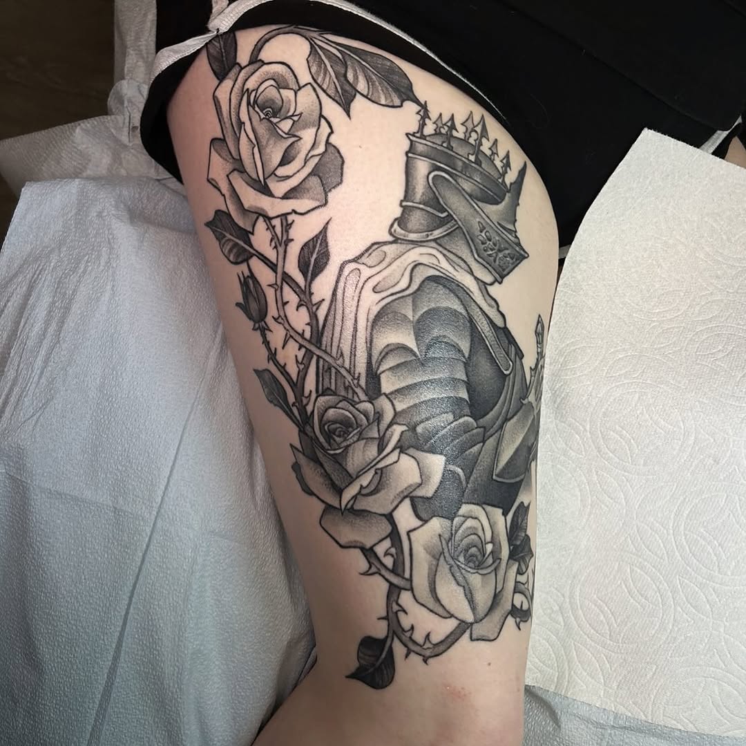 Tattoo by @deadkaylietattoo — black_and_grey, realism