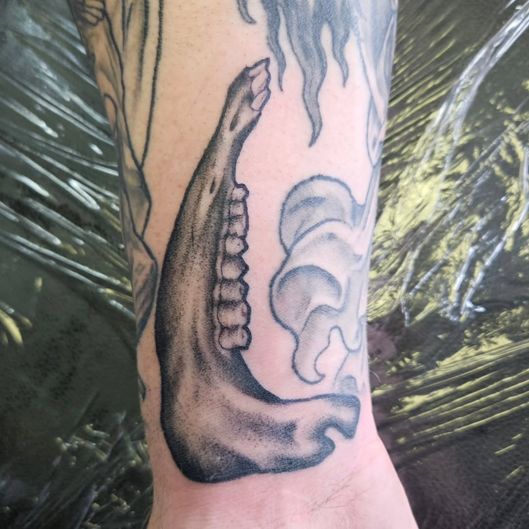 Tattoo by @beardsley_tattoos — black_and_grey, dotwork