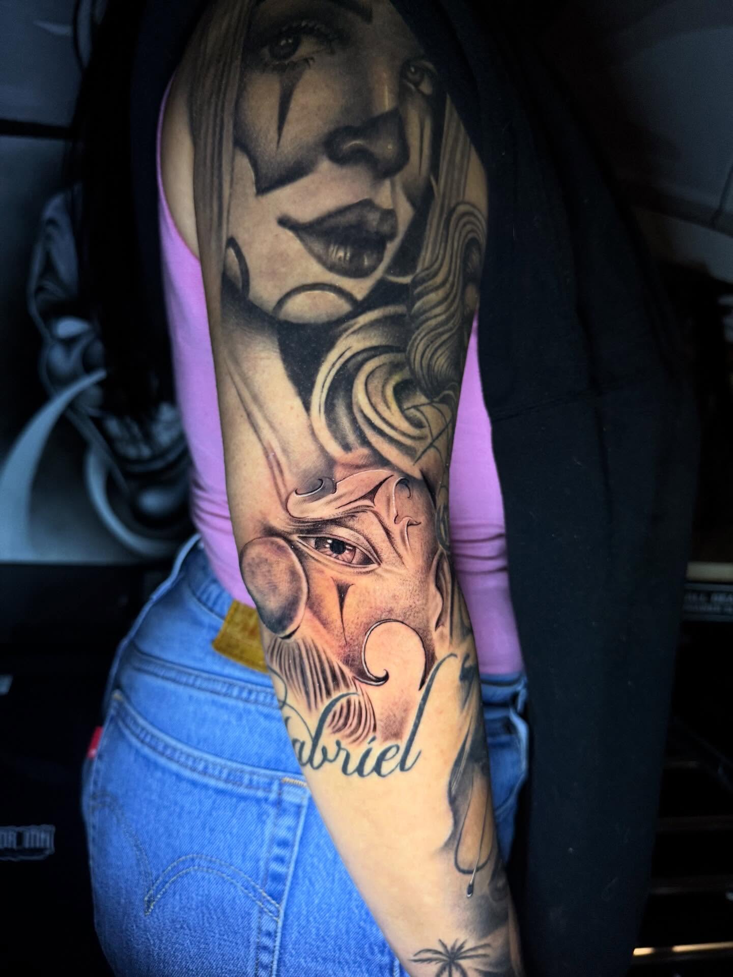 Portrait realism tattoo on the forearm by πΎππππππππ