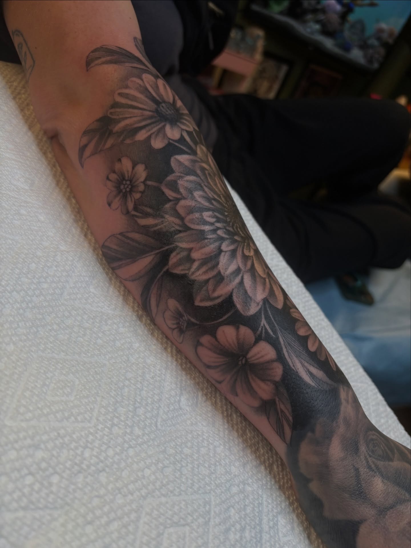 Floral bouquet realism tattoo on the forearm by š¤Madeline Kristenš¤, Somerset, Wisconsin
