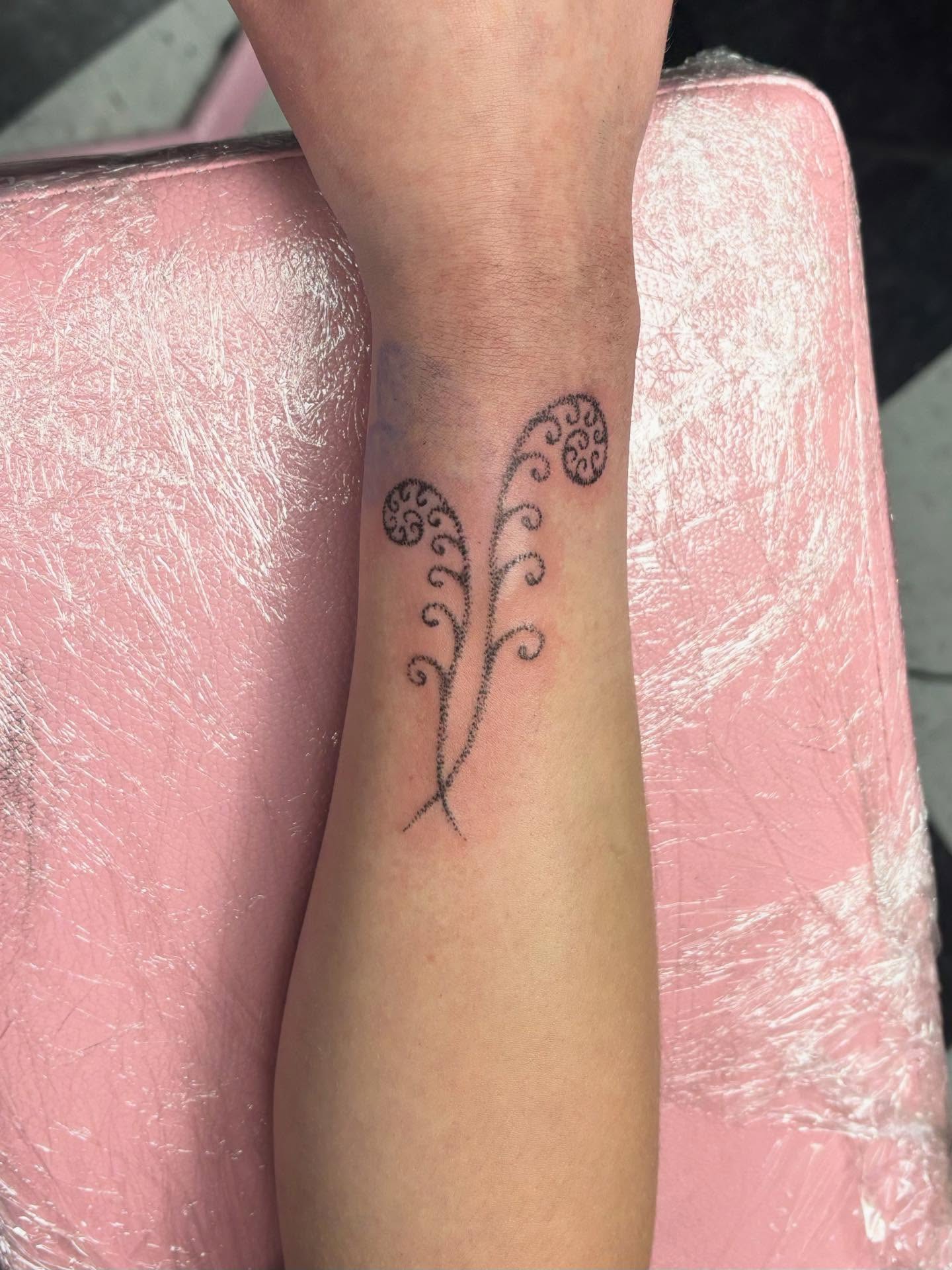 Twisted plant fine line tattoo on the forearm by Joe ⋆₊⋆☢︎⁺₊⚠︎₊⋆