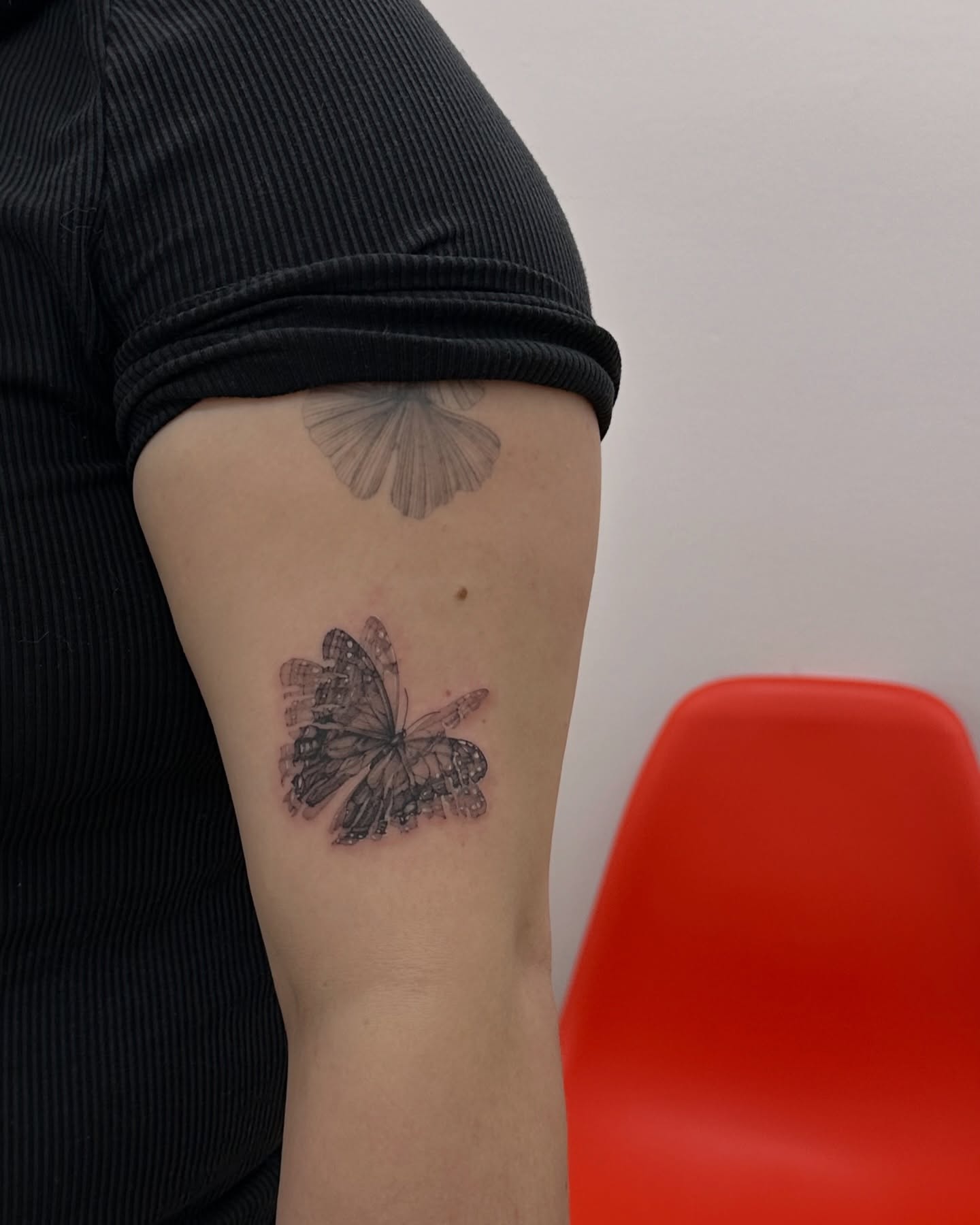 Butterfly black and grey tattoo on the forearm by Soohee Jin✨ NYC tattoo artist