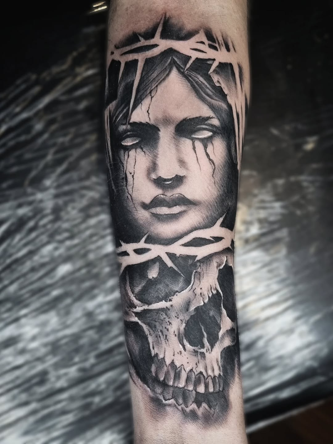 Realism tattoo on the forearm by AntiheroTattoo