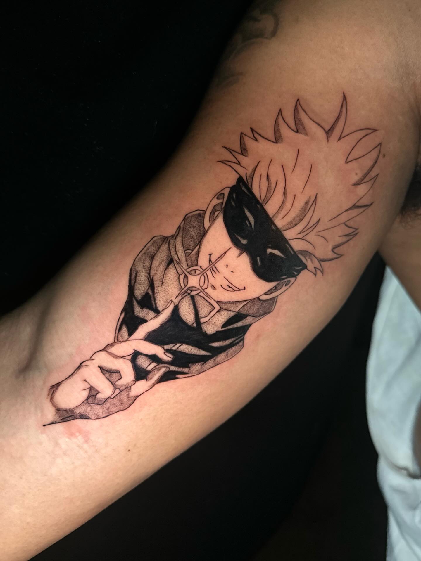 Anime character anime tattoo on the forearm by Cherry Tats🍒