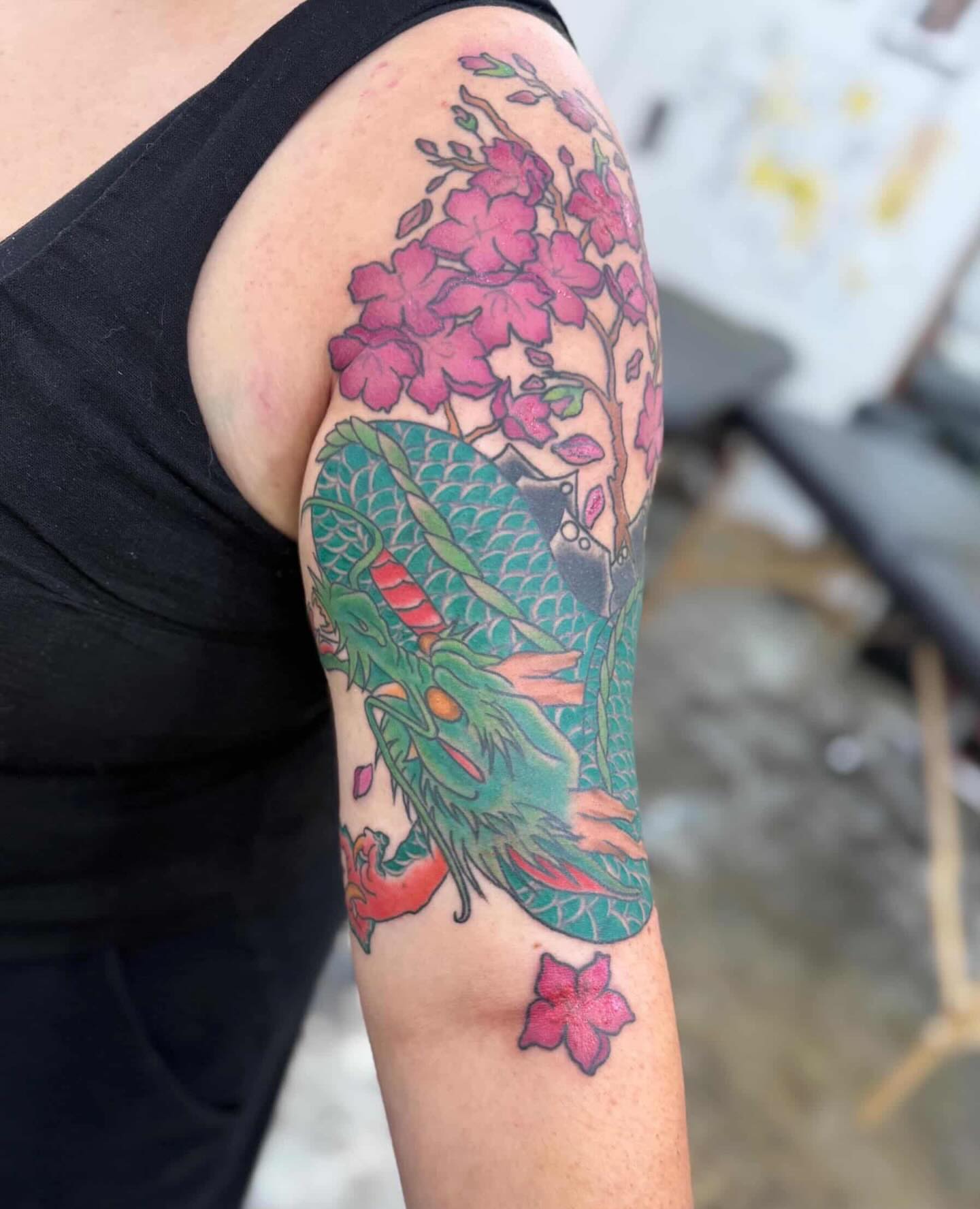 Tattoo by @iamdevinstattoos — japanese_irezumi, dotwork
