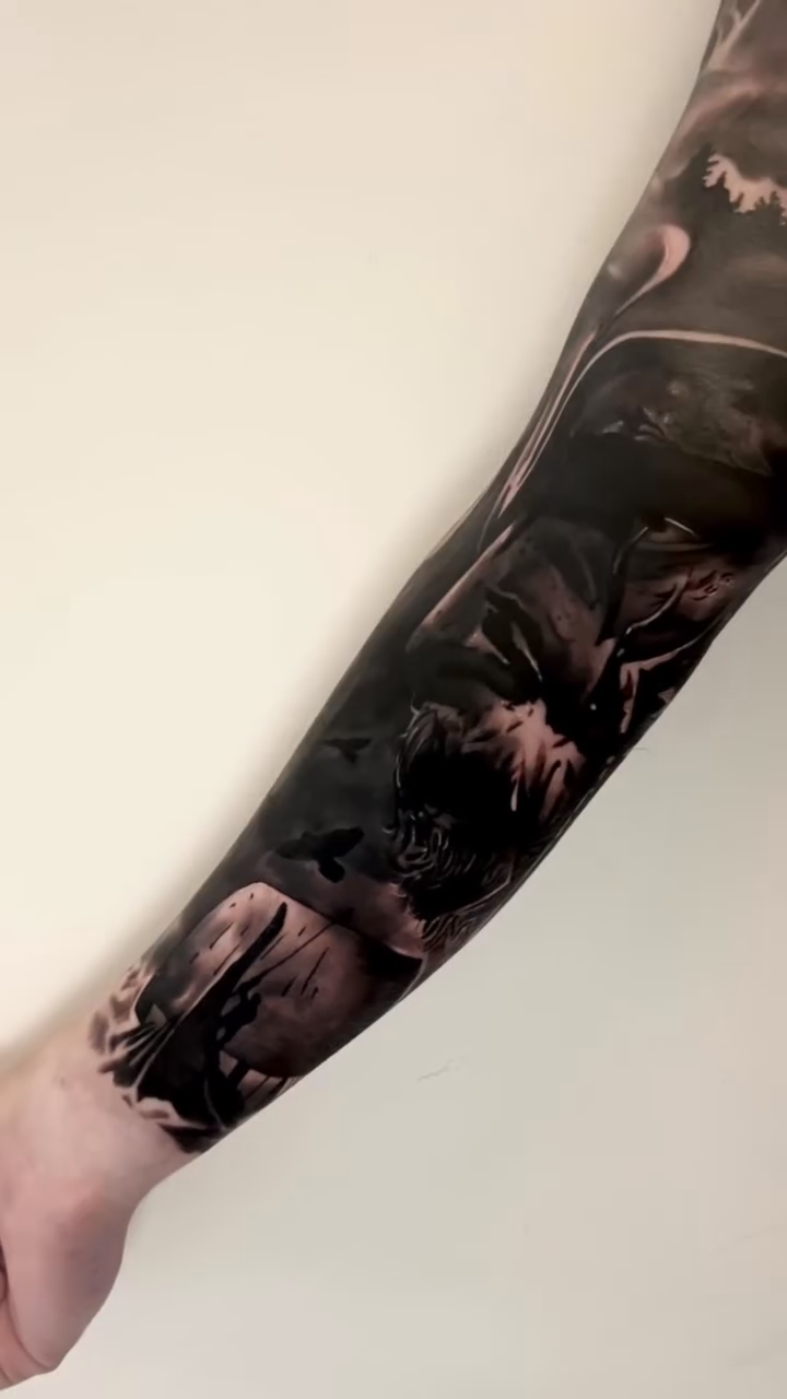 Tattoo by @harveyztattooz — blackwork, realism