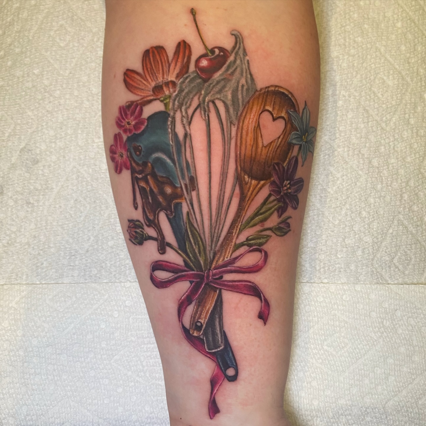 Bouquet American traditional tattoo on the forearm by Brittany Whitaker