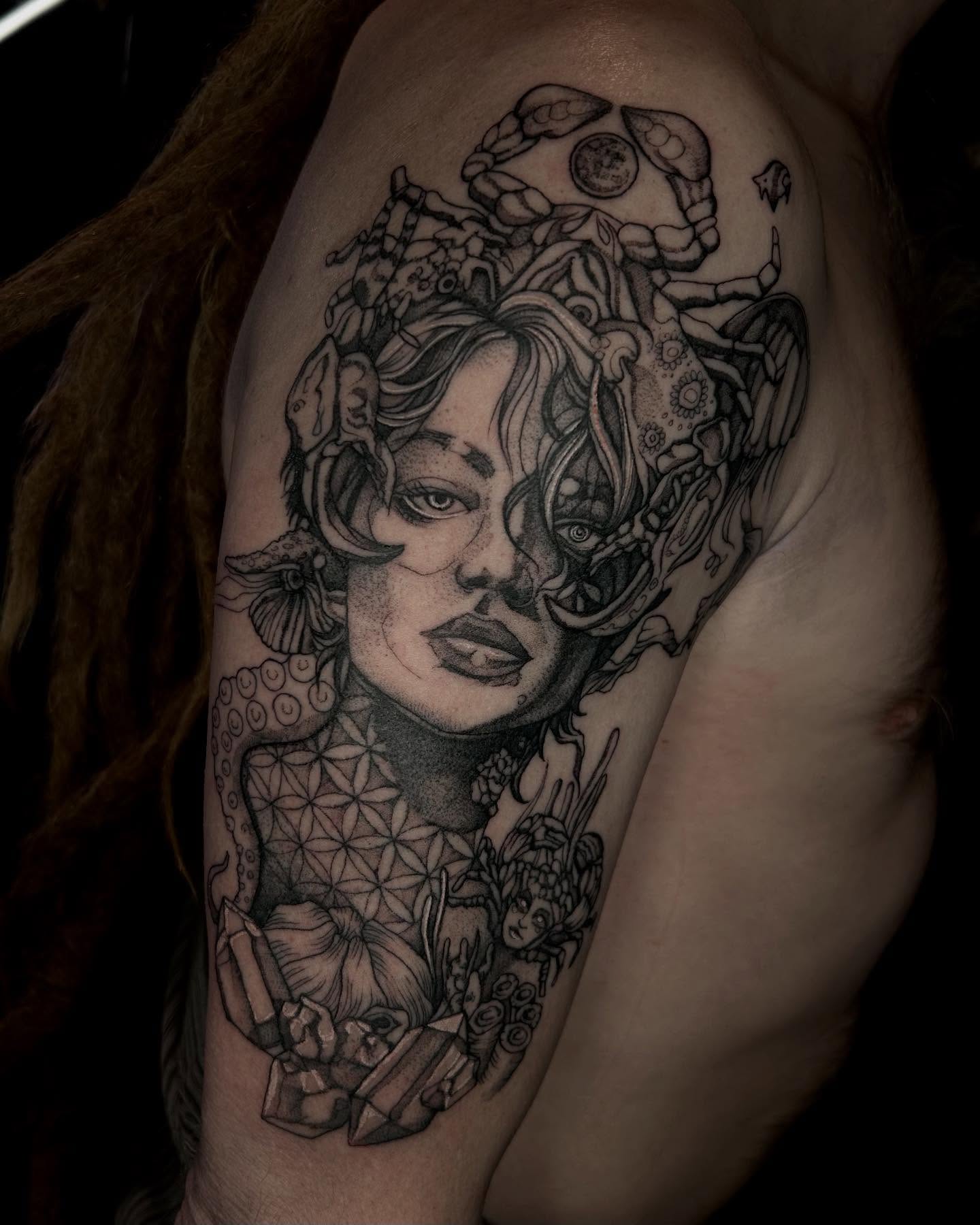 Tattoo by @dee.louisee — black_and_grey, realism