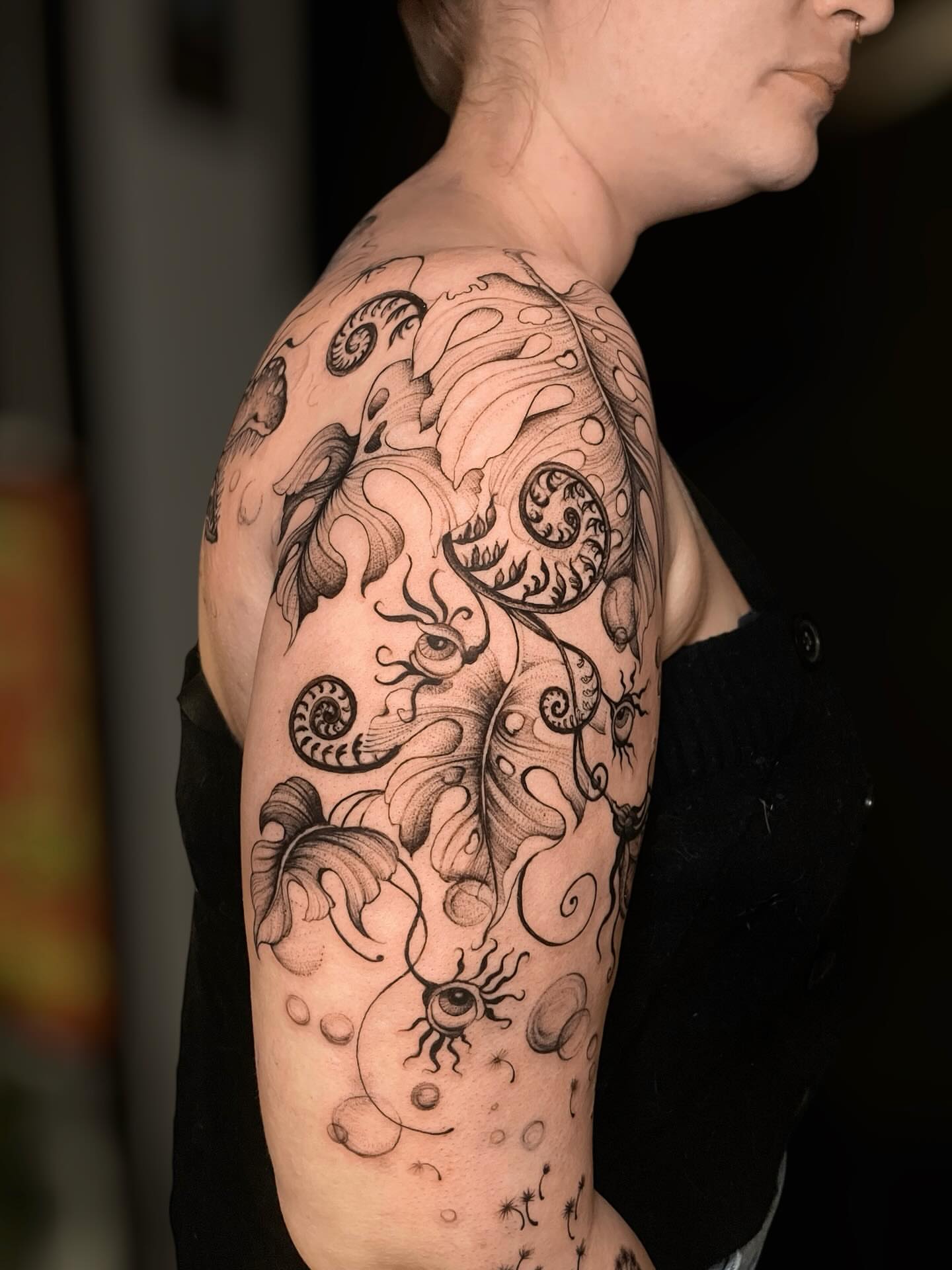 Tattoo by @slaubcreation — black_and_grey, surrealism
