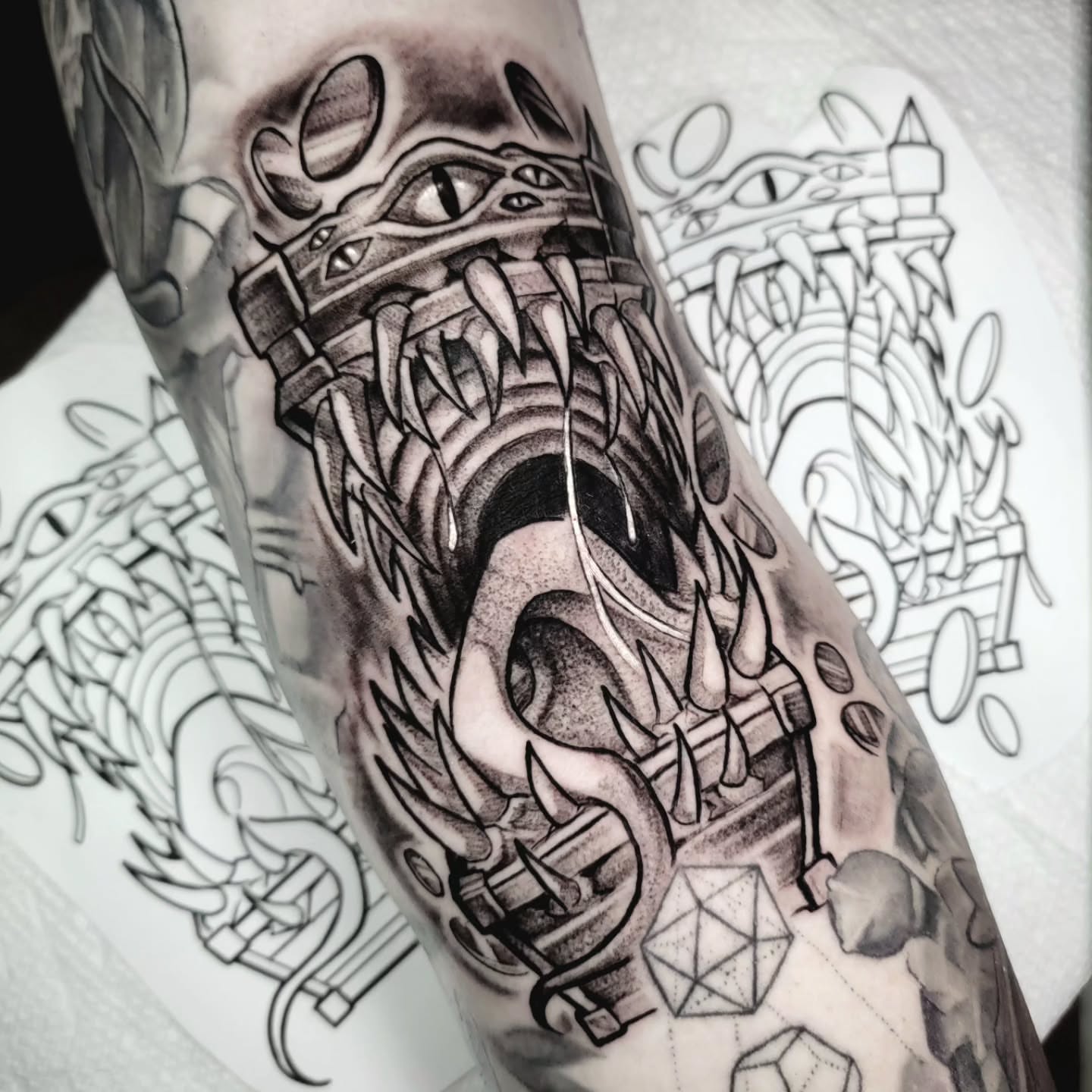 Dragon geometric tattoo on the forearm by 💢 Anime  & 🗡 Neo Traditional    💥 Marc