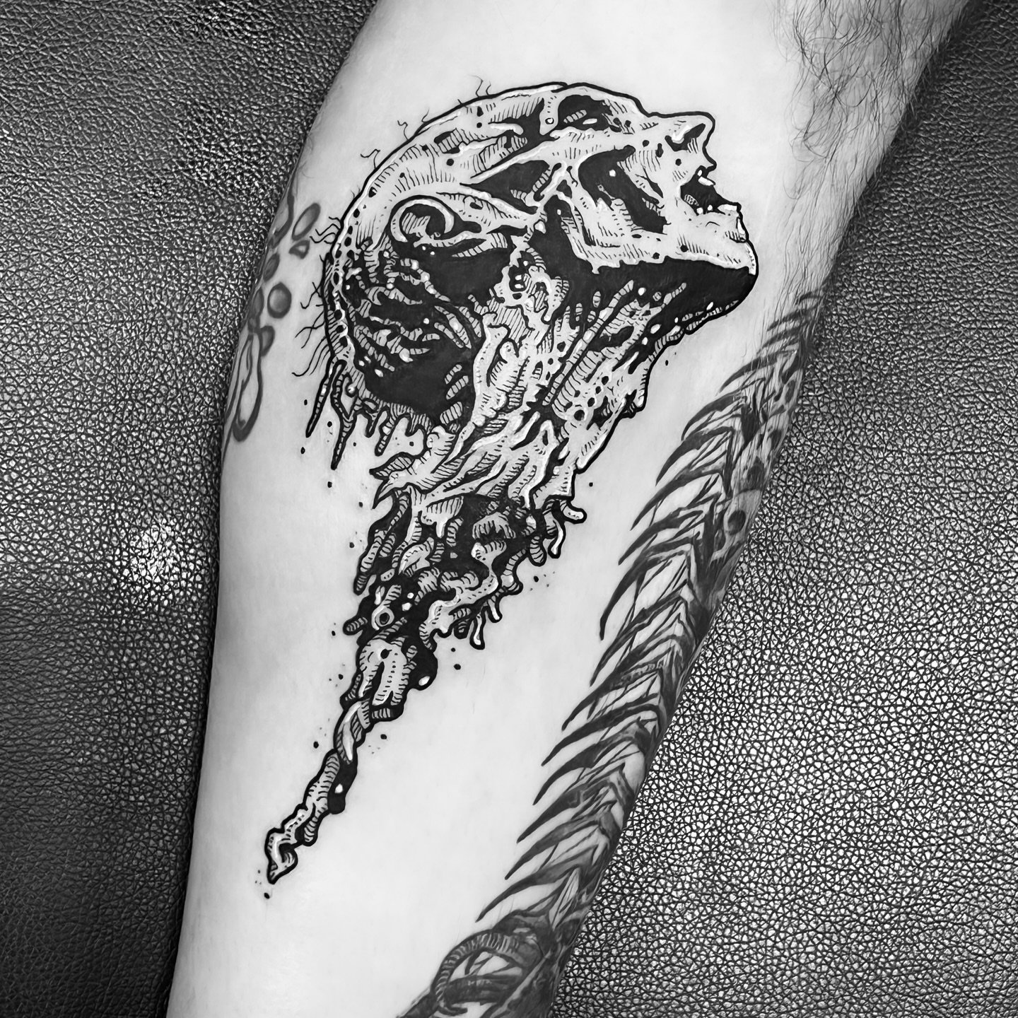 Tattoo by @jonvonschlong — black_and_grey, dotwork