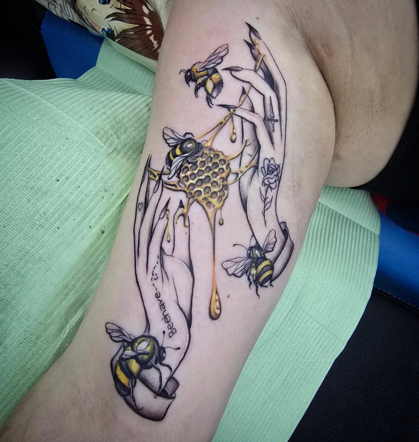 Tattoo by @tatpandaink — realism, dotwork