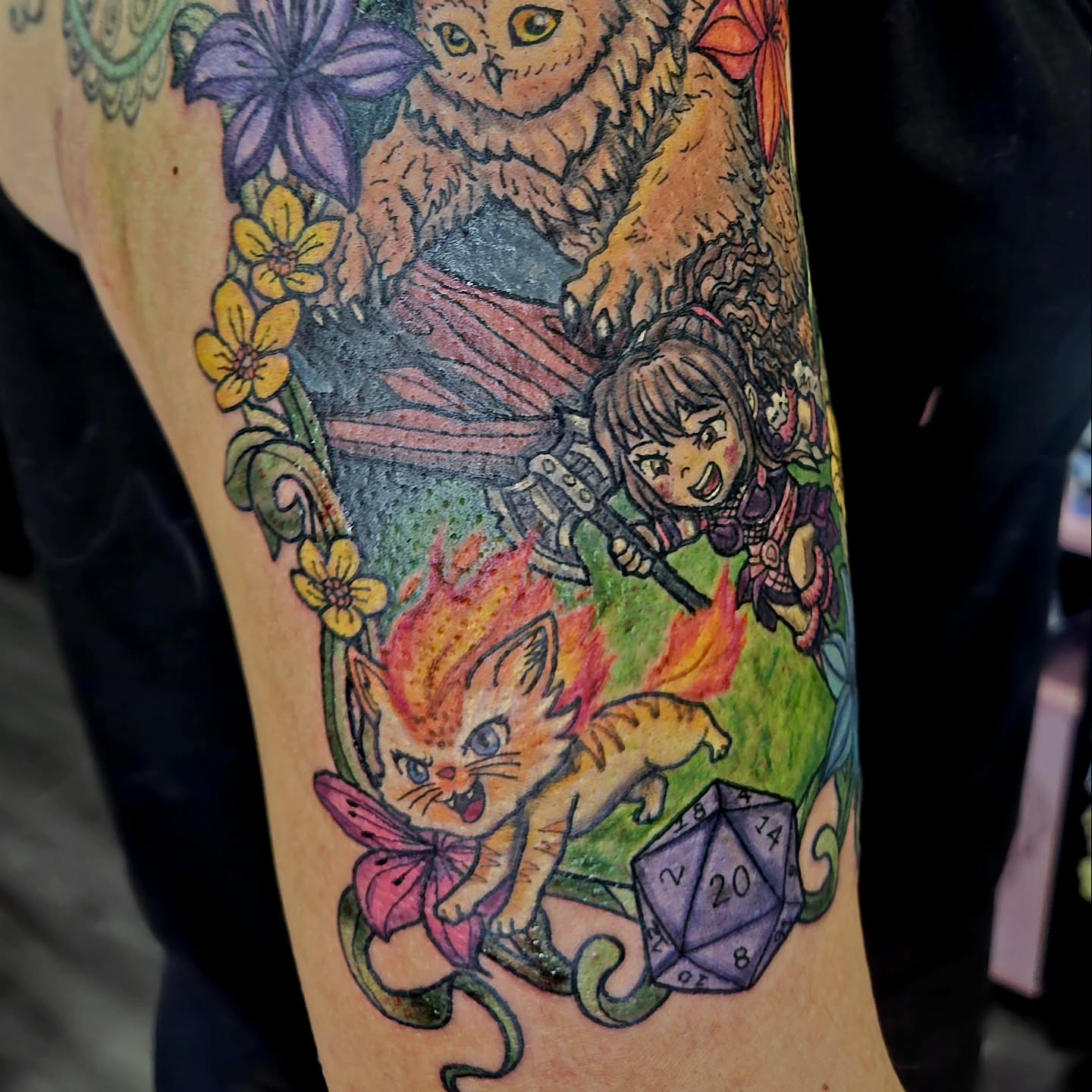 Fantasy scene illustrative tattoo on the forearm by Angie Griffith 🥰, Glendale, Arizona