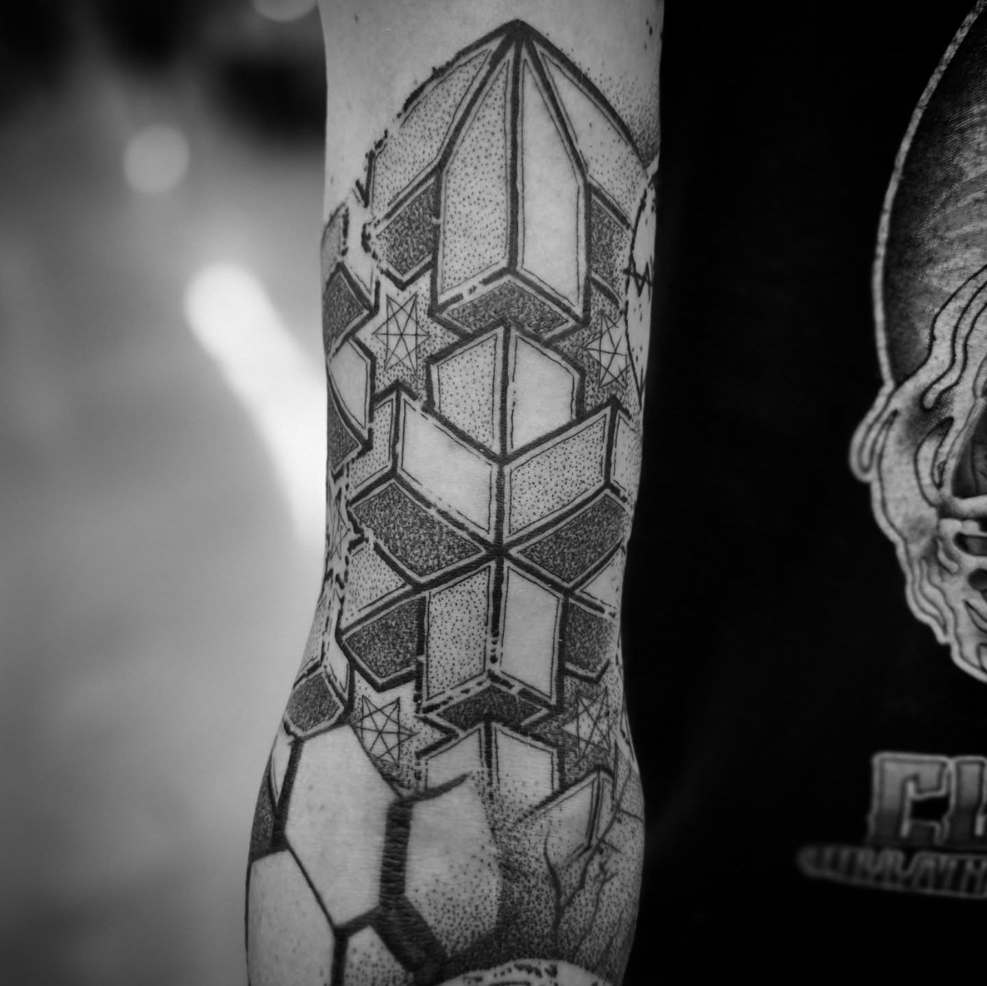Tattoo by @aaronistattoo — dotwork, geometric