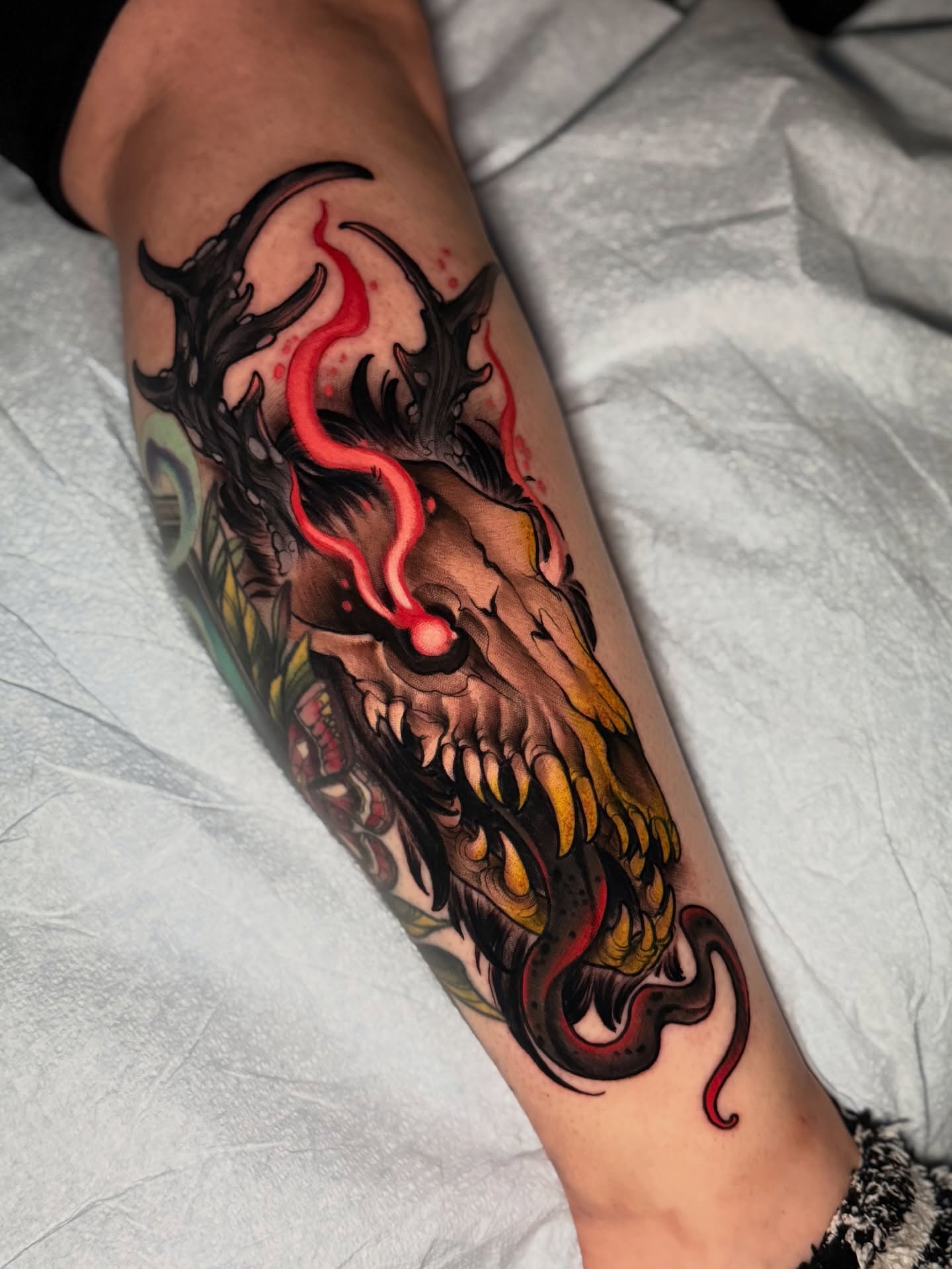 Tattoo by @xtoughtittytattoox — american_traditional, dotwork