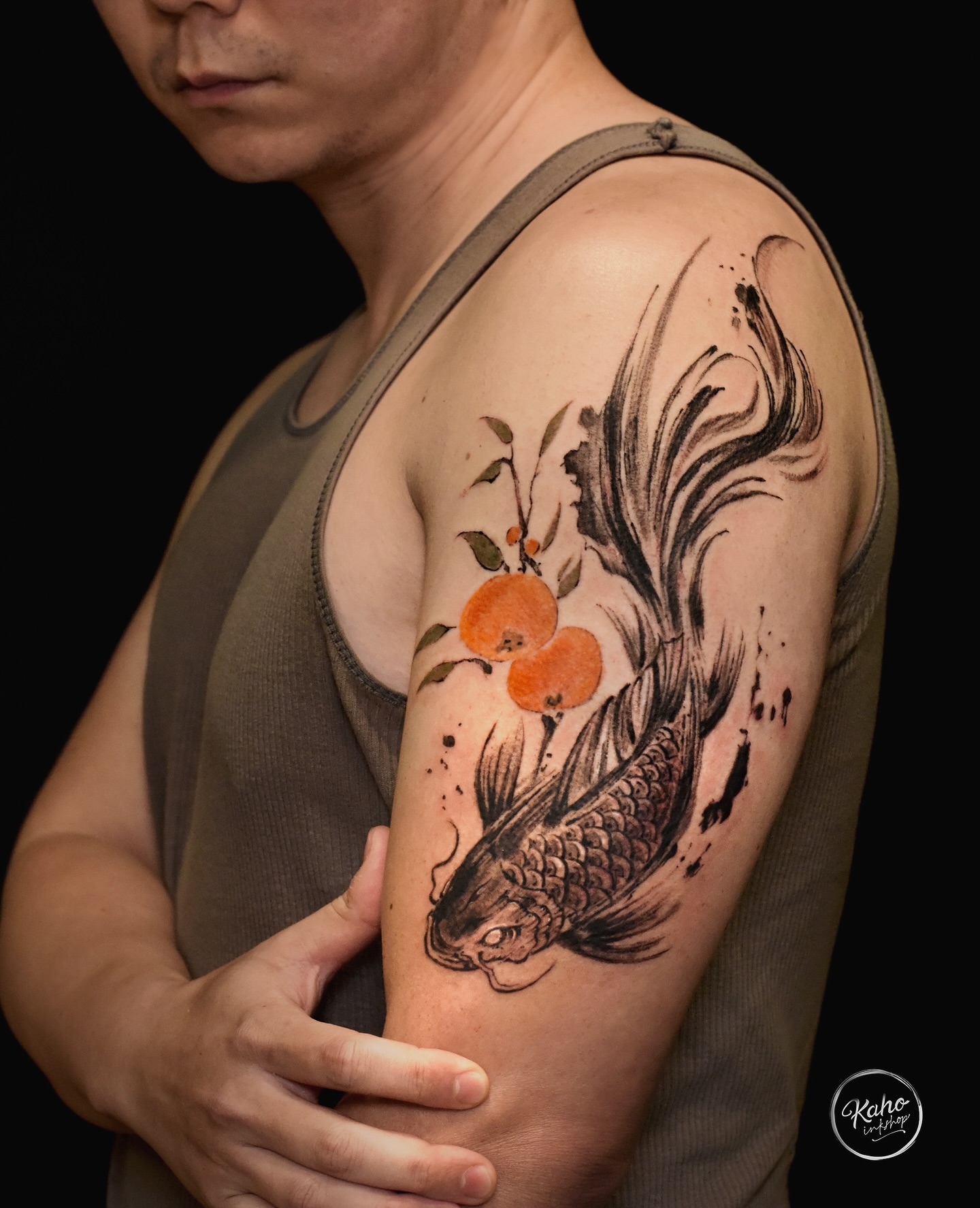 Tattoo by @kahoinkshop — japanese_irezumi, dotwork
