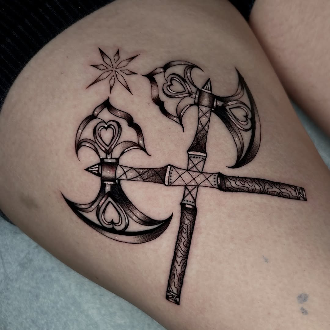 Tattoo by @monarch.tattoos — black_and_grey, ornamental