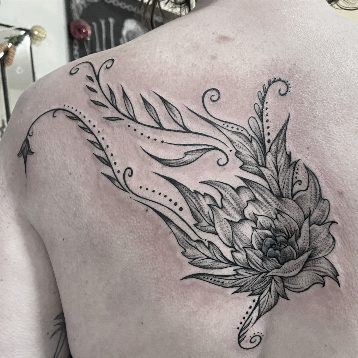 Tattoo by @theblackdottattoo — black_and_grey