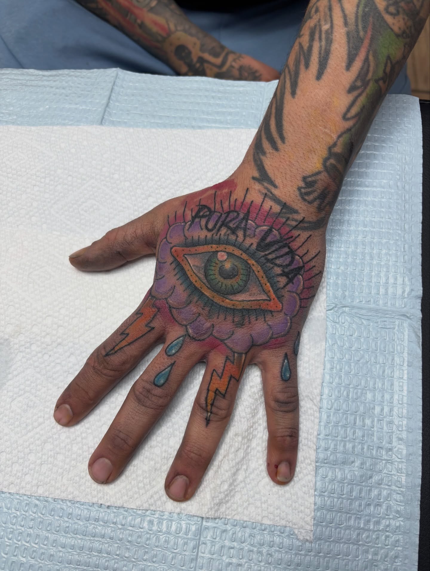 Eye American traditional tattoo on the hand by Samantha💋🥀