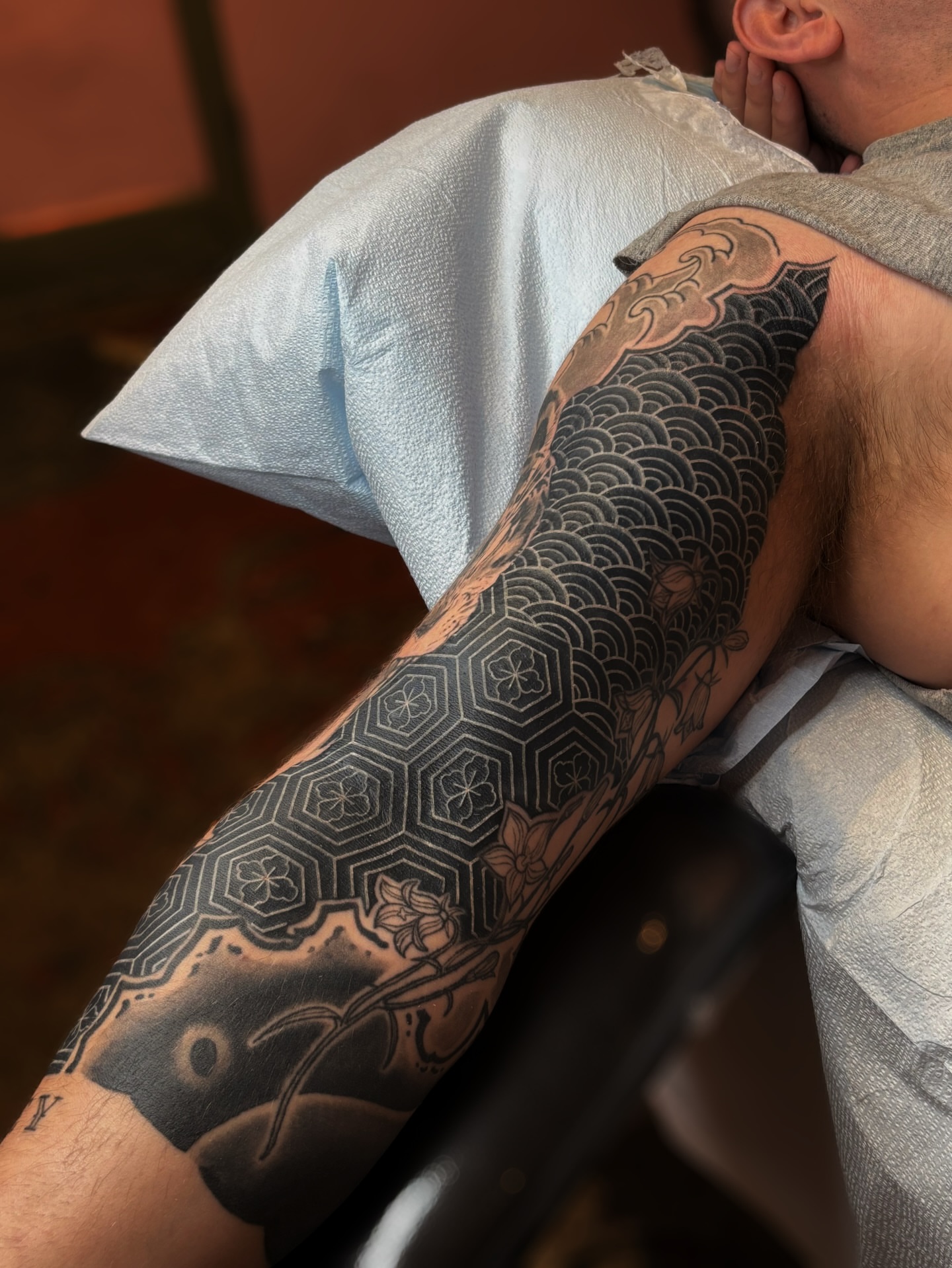 Geometric wave pattern geometric tattoo on the forearm by Storm Smith