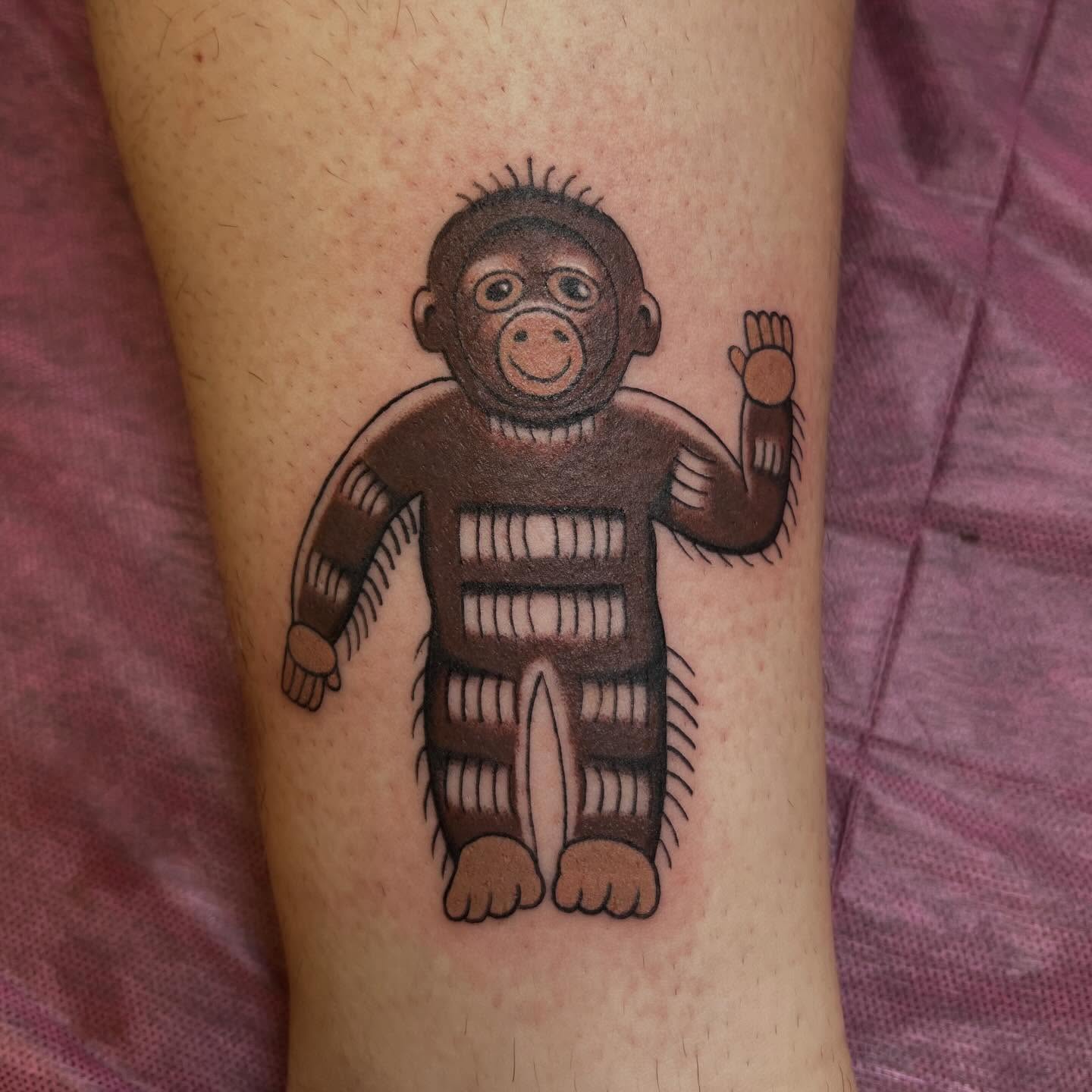 Gorilla black and grey tattoo on the forearm by charlie