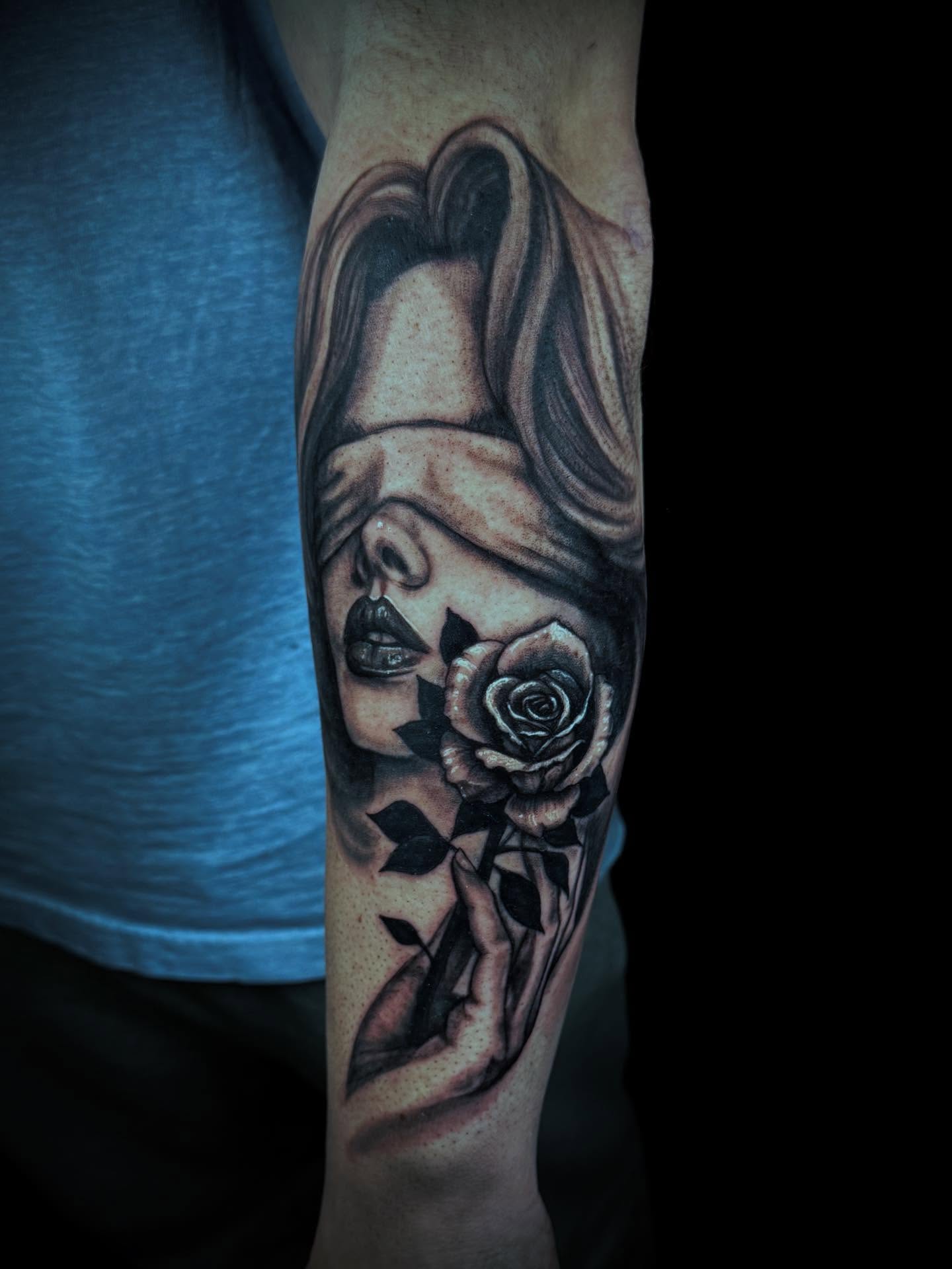 Tattoo by @ladymonsterfacetattoos — realism, dark_realism