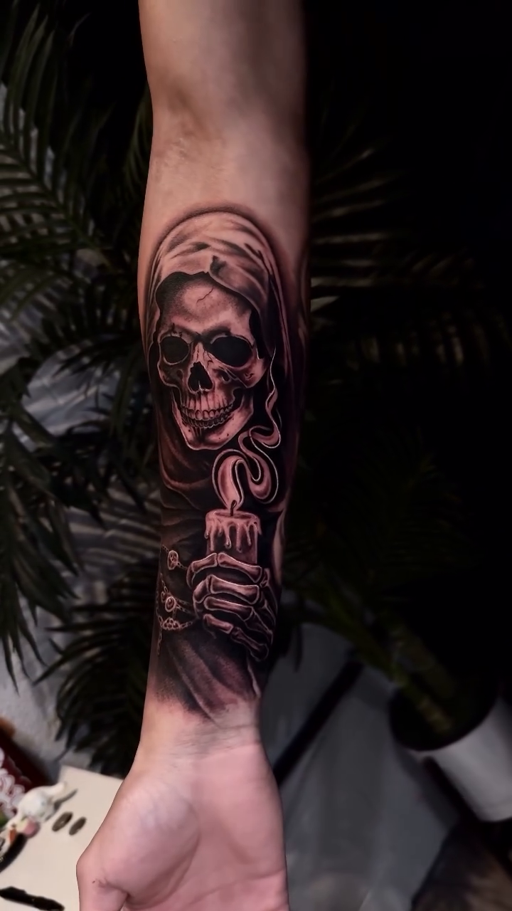 Tattoo by @inkedbychristian — dark_realism, black_and_grey