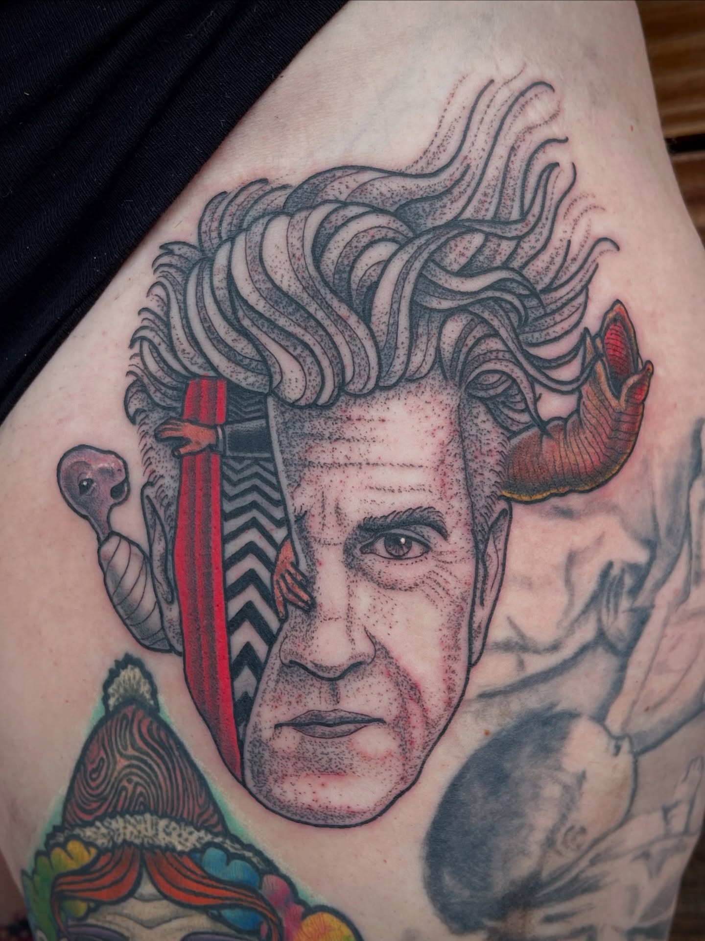 Tattoo by @scruffy_tattooer — dotwork, realism