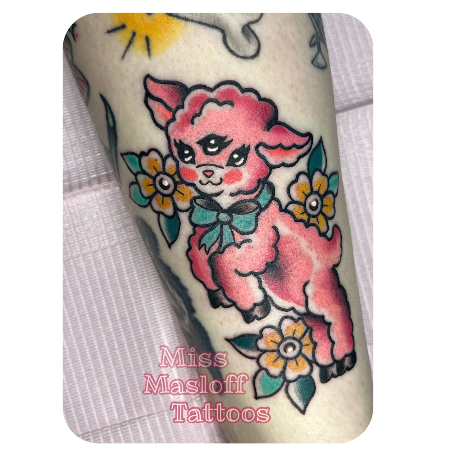 Sheep American traditional tattoo on the forearm by ๐Miss Ash Masloff (Mrs.Waritz)๐