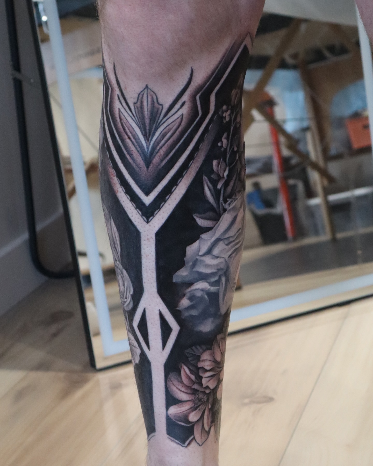 Tattoo by @delaneyink — geometric, black_and_grey