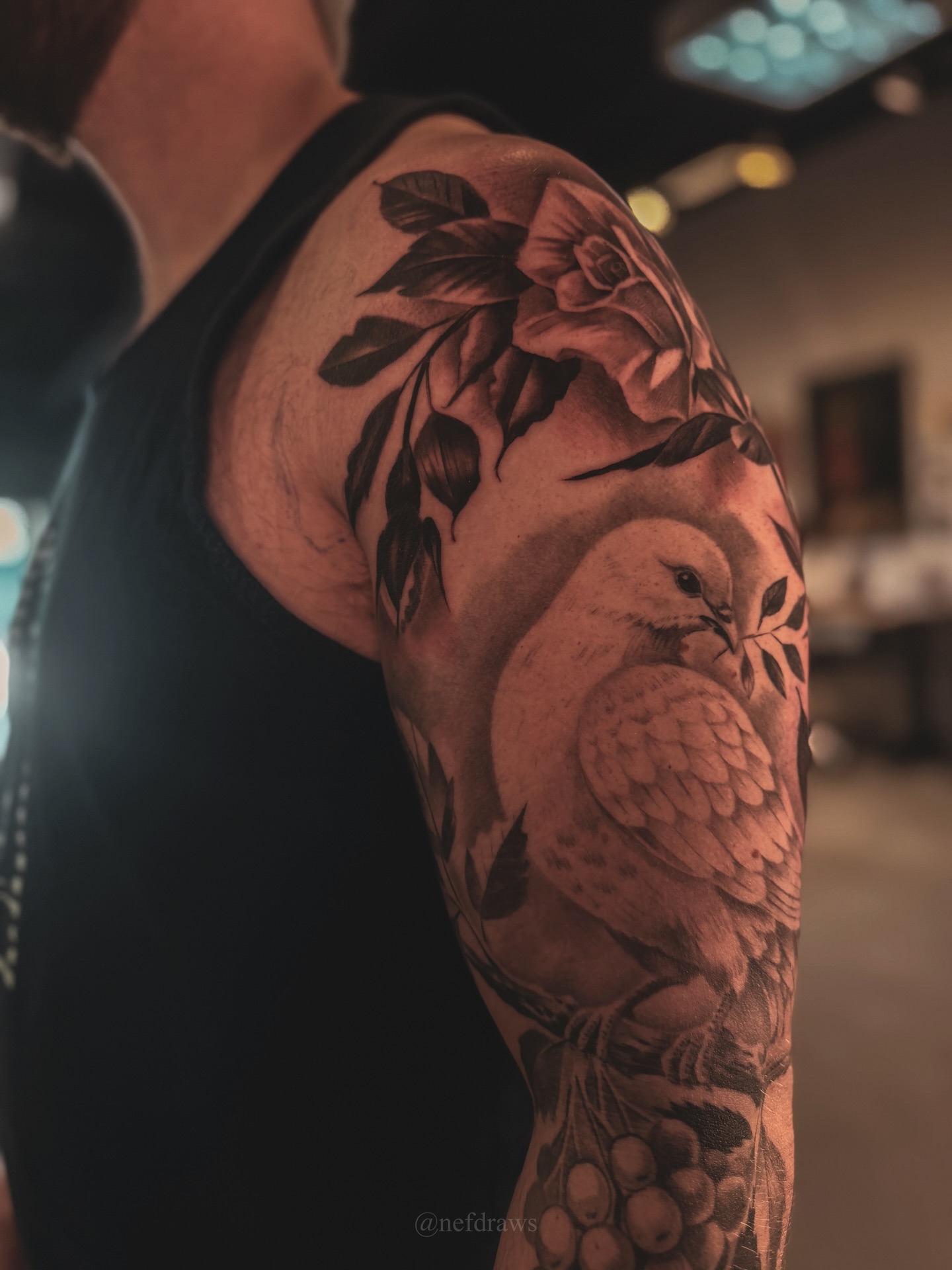 Tattoo by @nefdraws — realism, black_and_grey