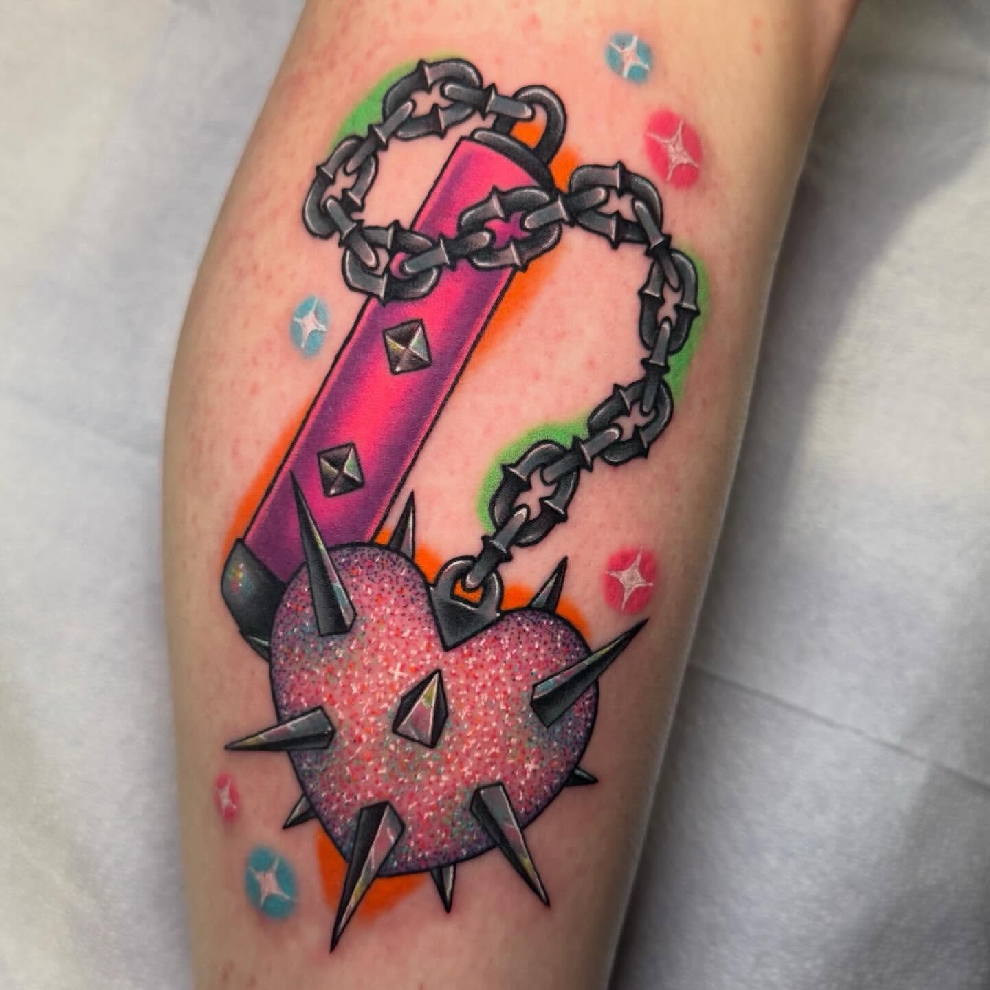 Heart with spikes tattoo on the forearm by πΈπππππππ πΈππππππππ, Bel Air, Maryland