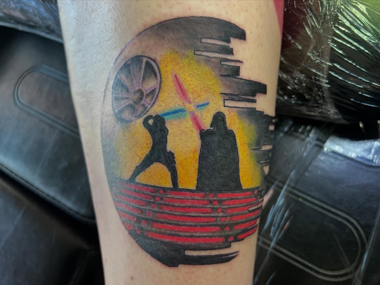 Tattoo by @bearthedemo — dotwork, anime