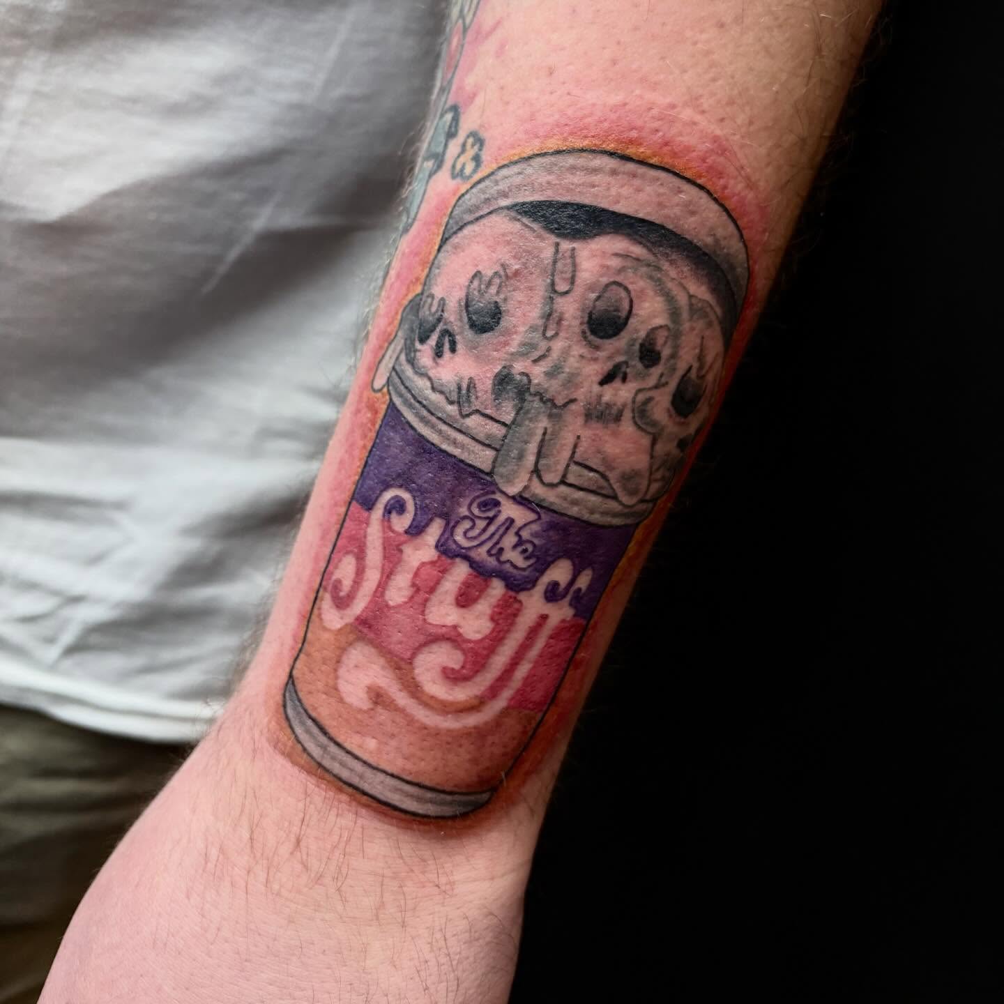 Skull in soda can realism tattoo on the forearm by ππ©π’π΅ππ«π‘π―π ππ¬π«π’π°