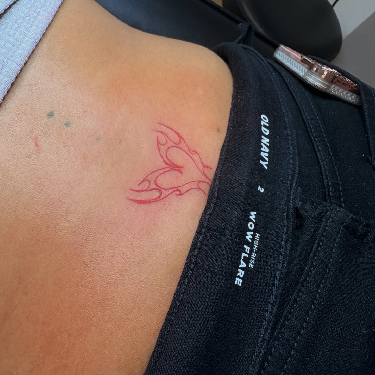 Flame geometric tattoo on the shoulder by Emma🌸✨Austin Tattoo Artist