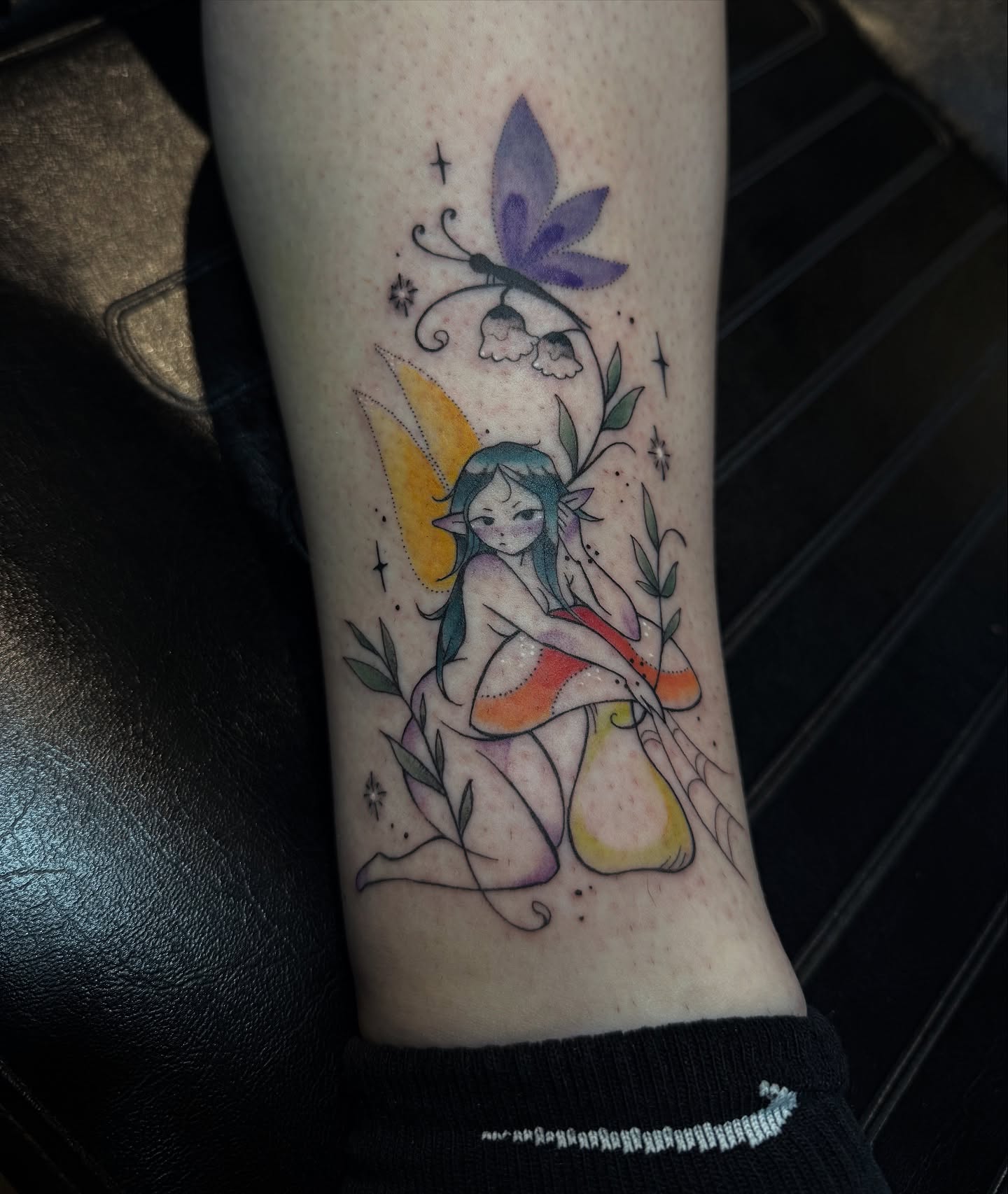 Fairy watercolor tattoo on the forearm by Jynx