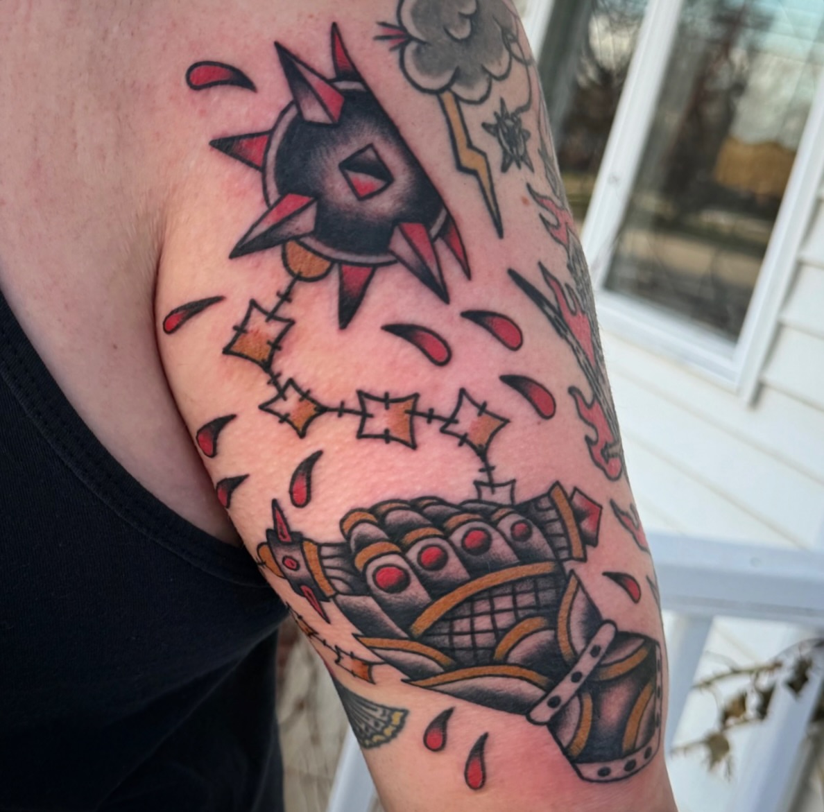 Mecha robot American traditional tattoo on the forearm by abbey pickens 🧚 cleveland ohio
