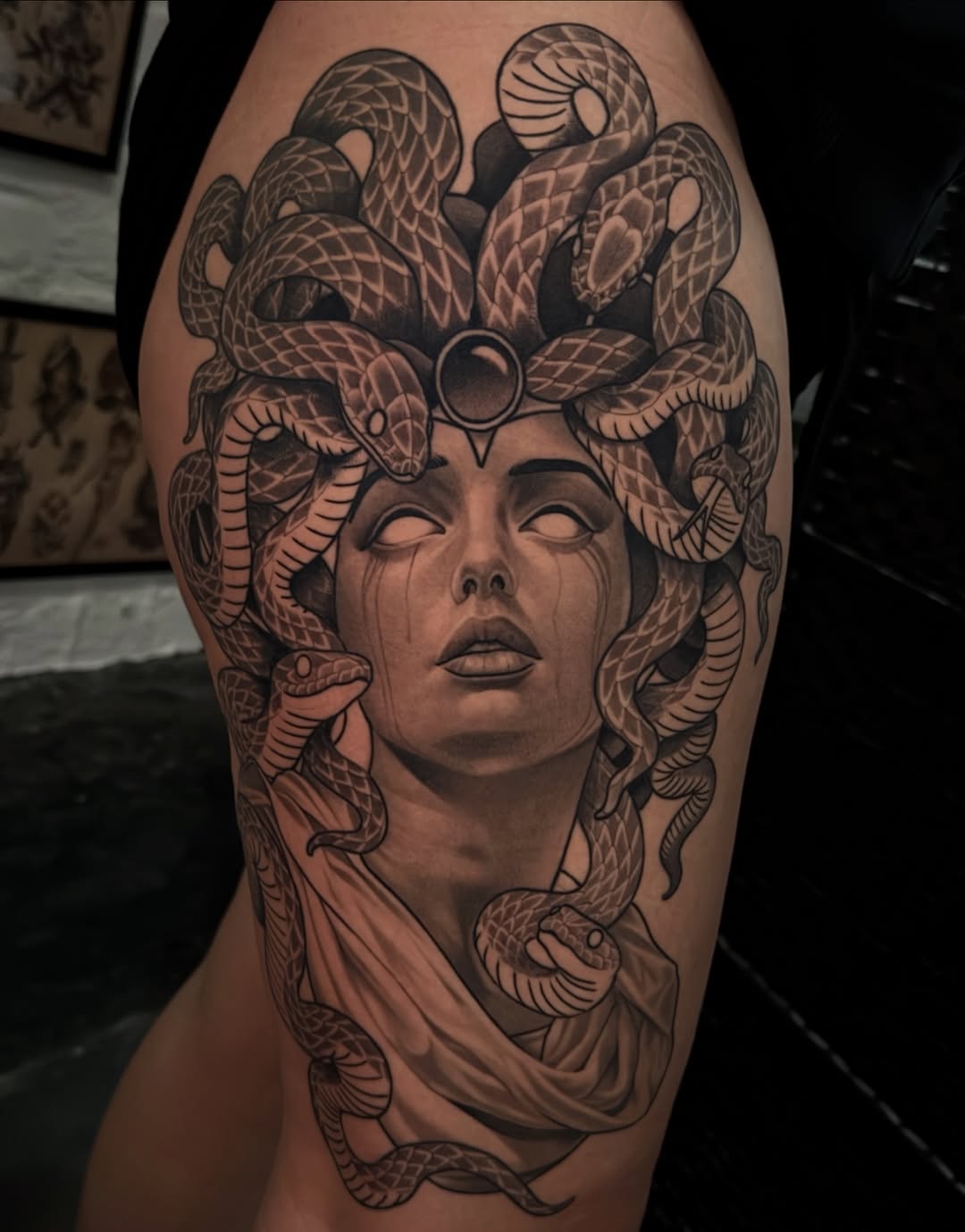 Tattoo by @braddoziertattoos — realism, black_and_grey