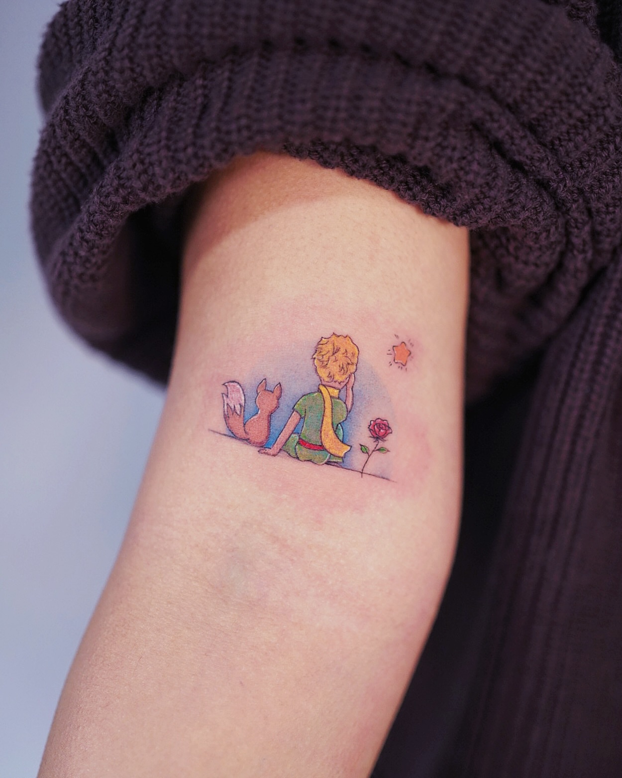 The little prince illustrative tattoo on the forearm by Lily, Los Angeles, California